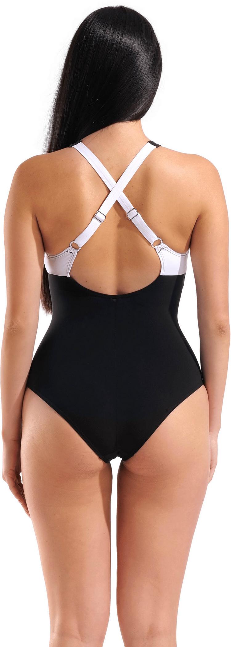 Arena Arena LINDA CROSS BACK Schwimmanzug Damen - black-white-black - 1 | SportScheck
