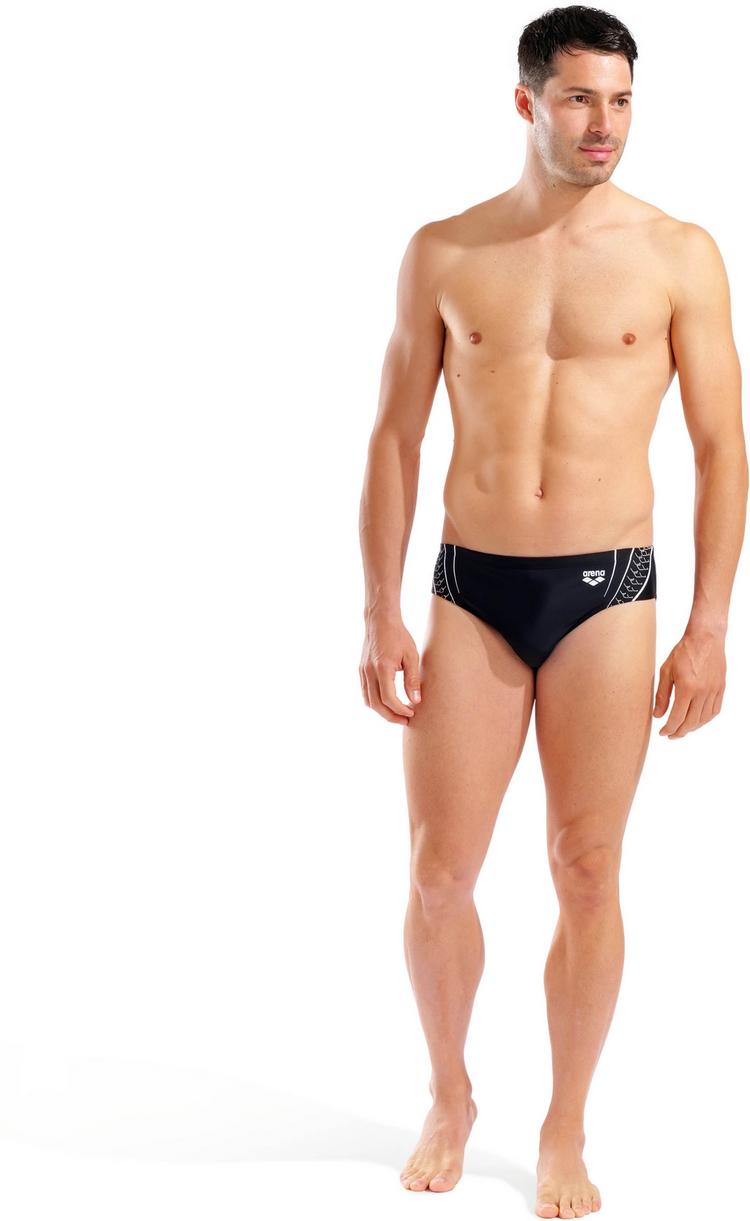 Arena Arena M ARENA DOUBLE GRAPHIC SWIM BRIEFS Badehose Herren - black-white - 2 | SportScheck