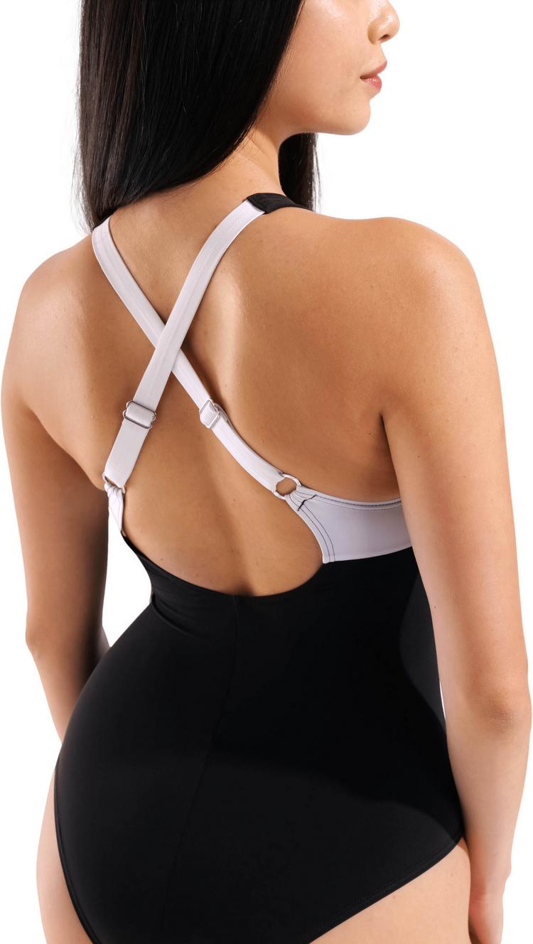 Arena Arena LINDA CROSS BACK Schwimmanzug Damen - black-white-black - 4 | SportScheck