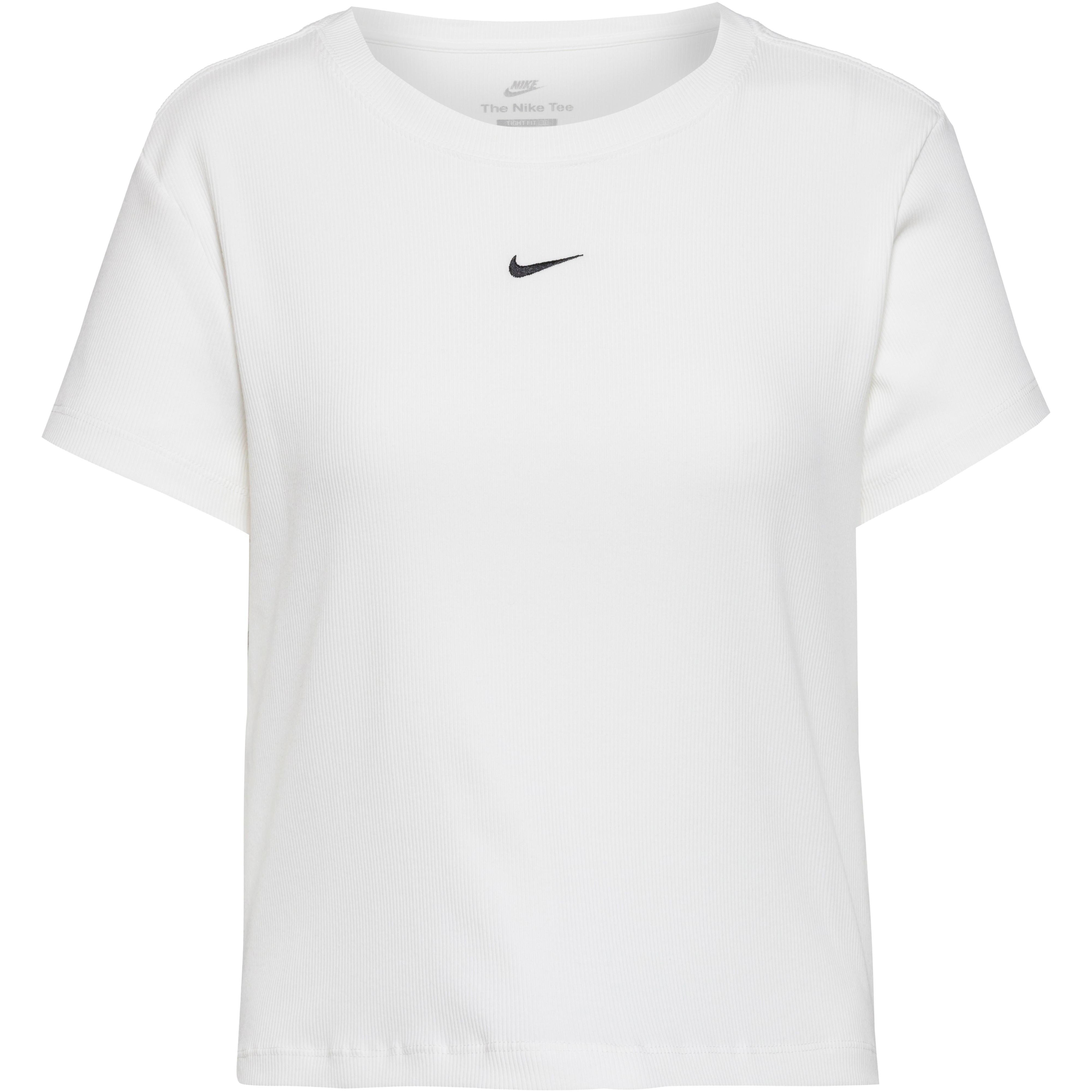 Nike T-Shirt Croptop Rundhals Swoosh-Logo Weiß
