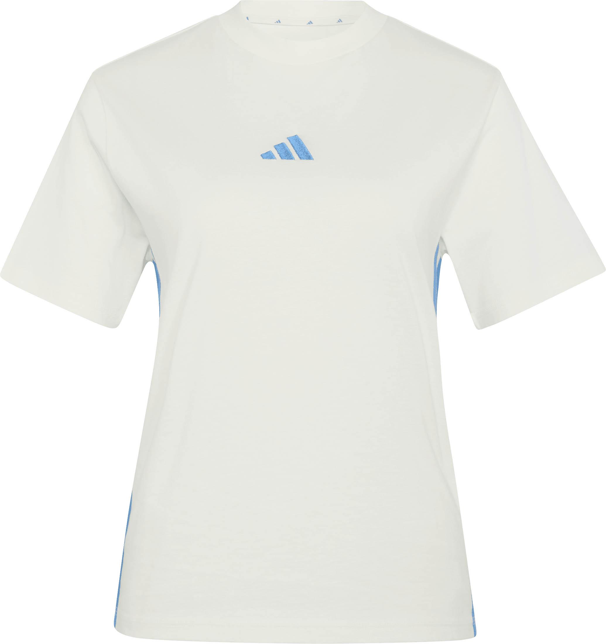 Adidas T-Shirt Rundhals 3-Streifen Baumwolle Beige