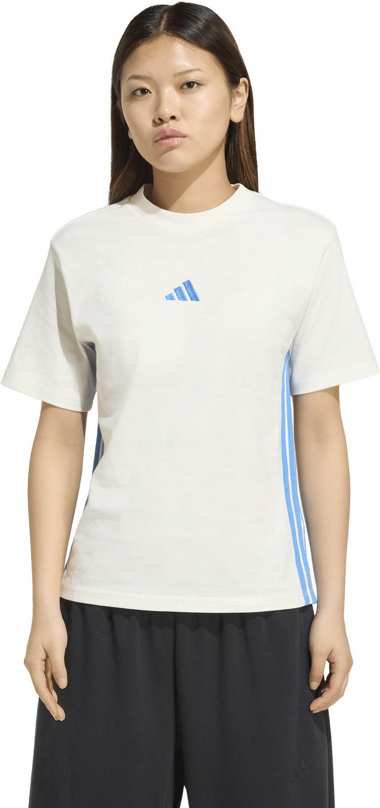 adidas adidas 3S T-Shirt Damen - owhite-rayblu - 0 | SportScheck