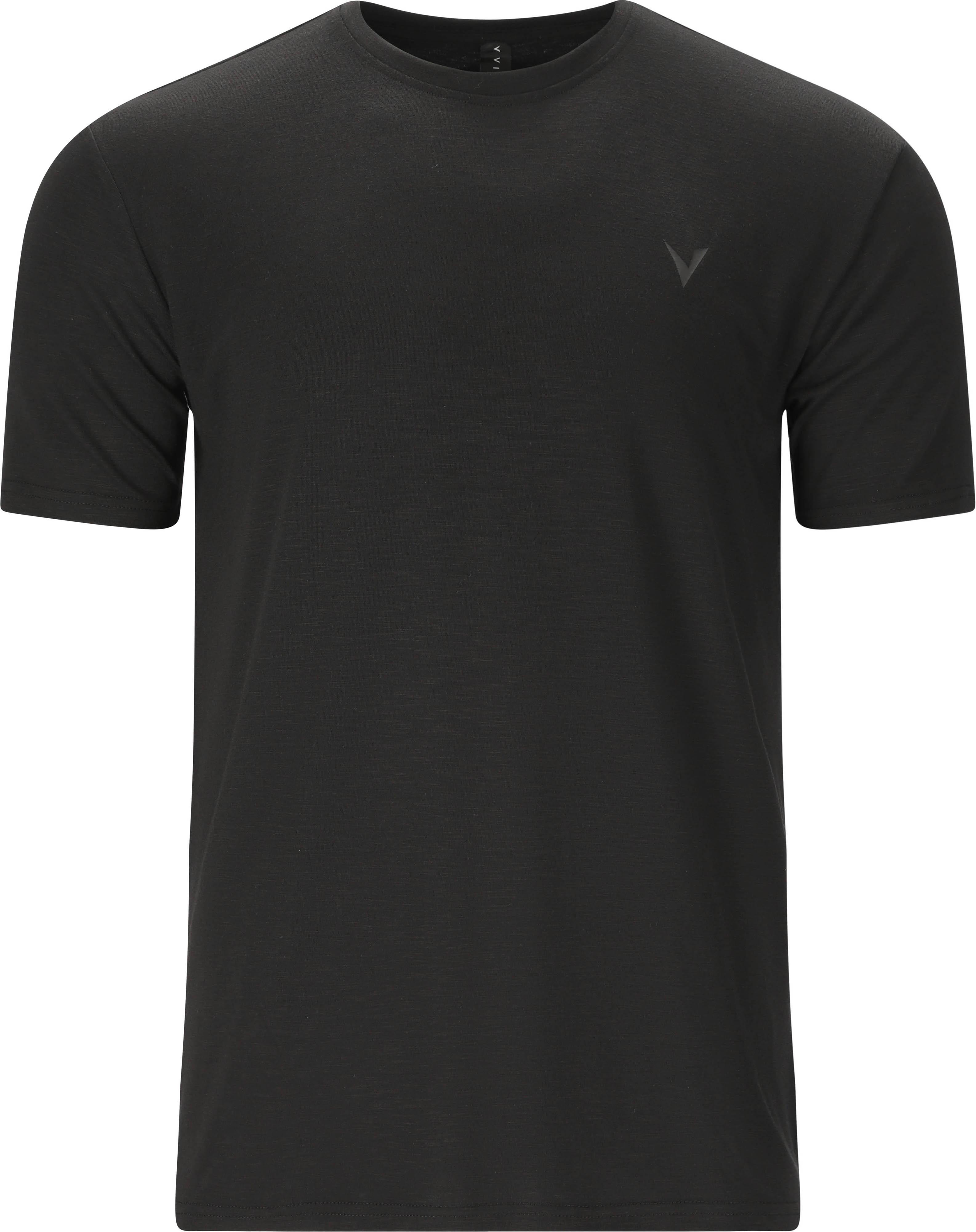 VIRTUS Funktionsshirt Rundhals Logoprint Polyester-Viskose-Elastan Schwarz