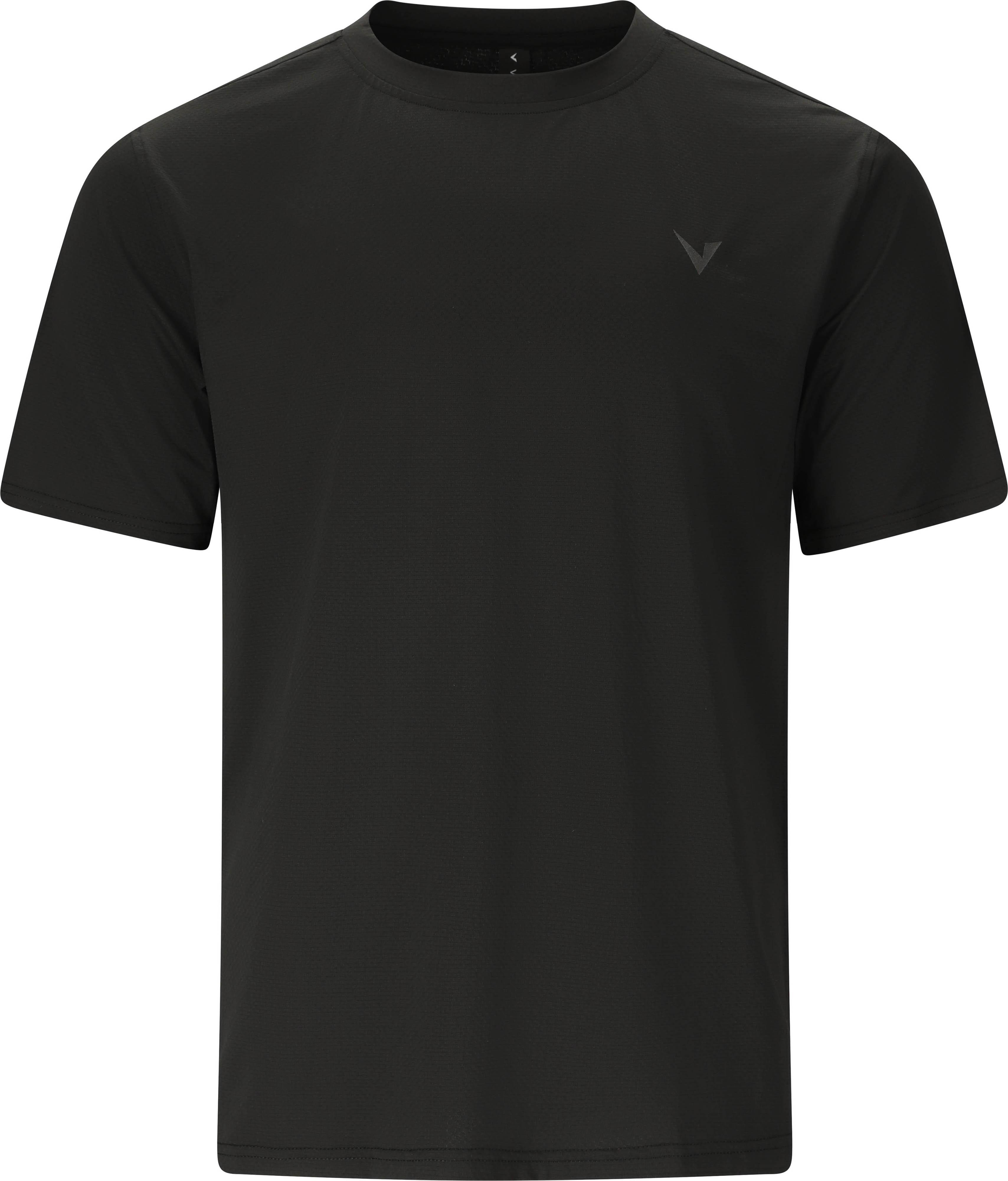VIRTUS Funktionsshirt Rundhals Logoprint 4-Wege-Stretch Polyester-Elastan Schwarz