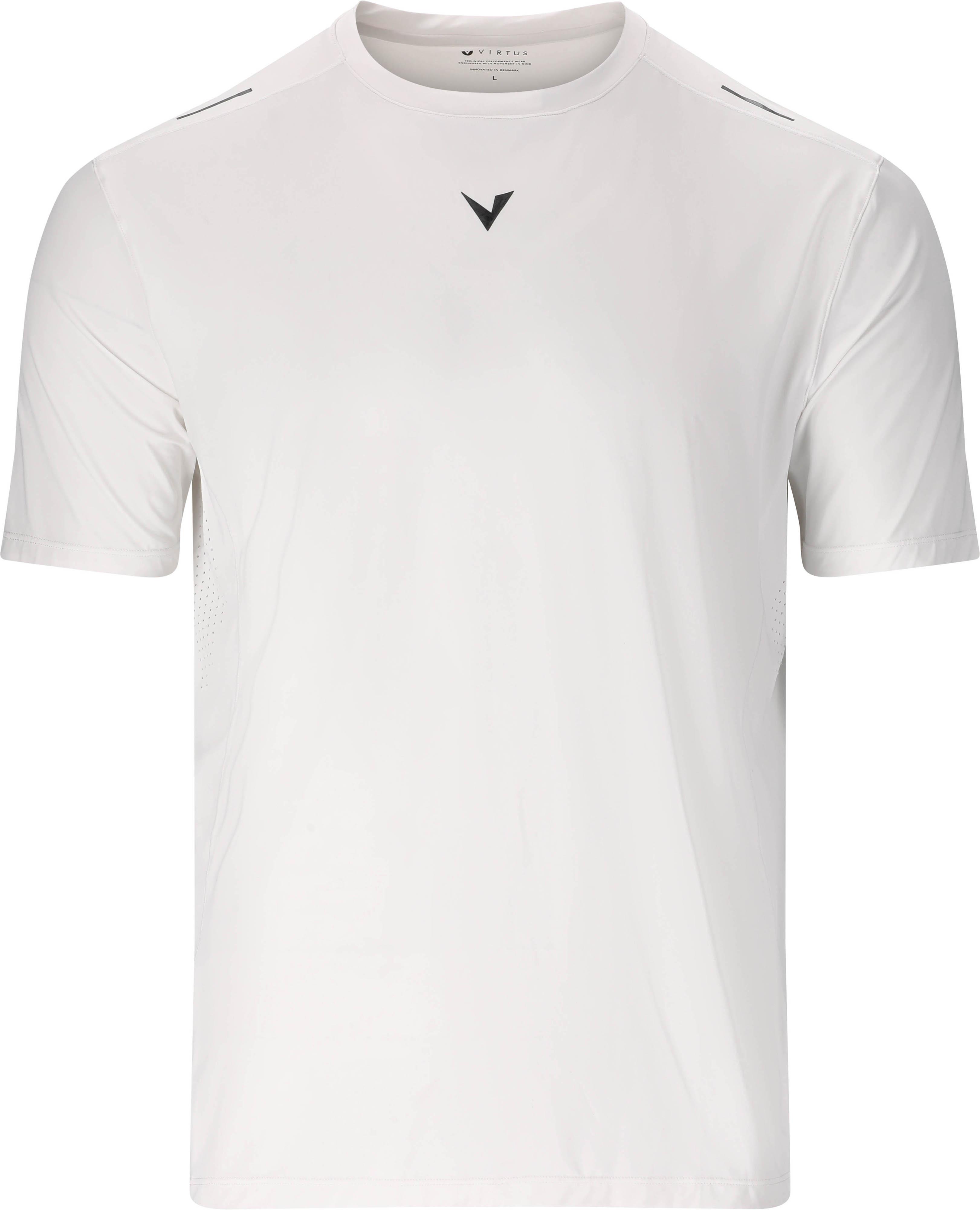 VIRTUS Funktionsshirt Rundhals Logoprint Polyamid-Elastan Weiss