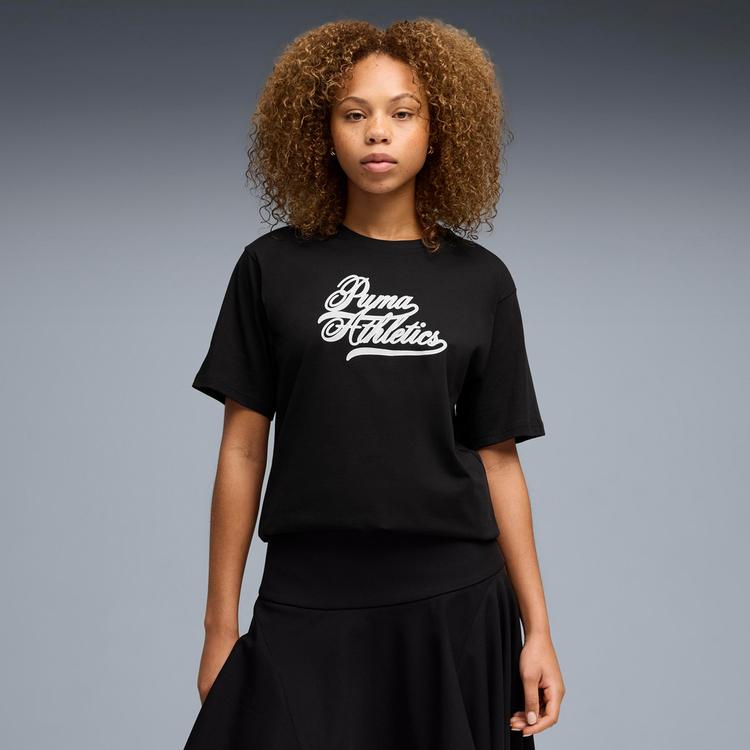 PUMA PUMA GRAPHICS Relaxed Varsity T-Shirt Damen - puma black - 0 | SportScheck