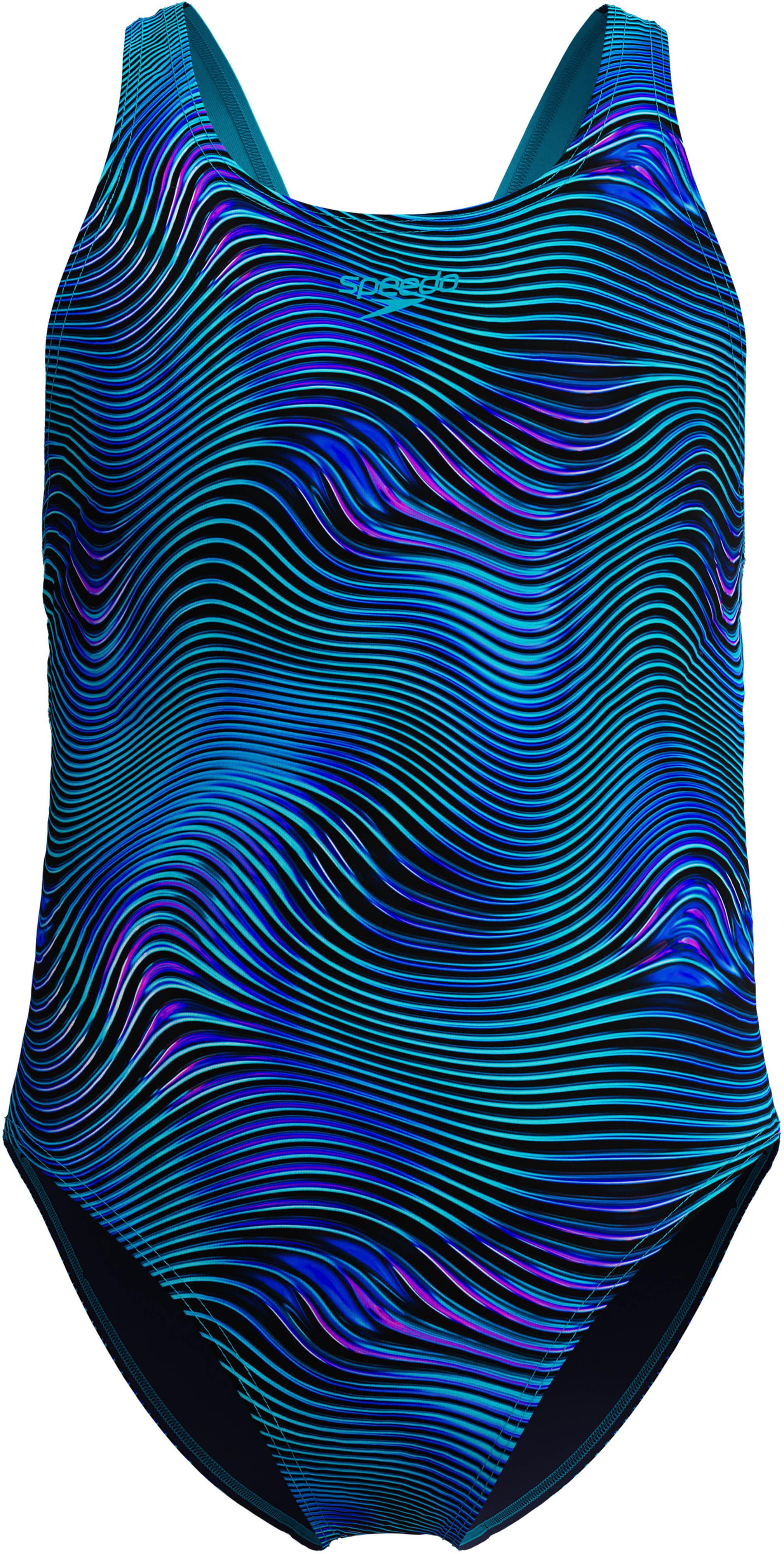 Speedo Badeanzug One Piece Leaderback Allover-Print Blau