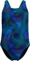SPEEDO Print Leaderback One Piece Badeanzug M&auml;dchen - blu-dkblu