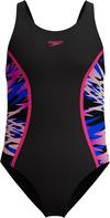 SPEEDO HYPERBOOM SPLICE MUSCLEBACK Badeanzug M&auml;dchen - blk-pnk