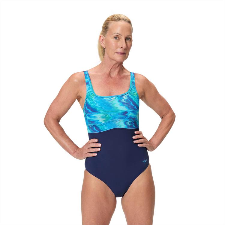 SPEEDO SPEEDO PRINT CONTOUR ECLIPSE Badeanzug Damen - nvy-ltblu - 0 | SportScheck
