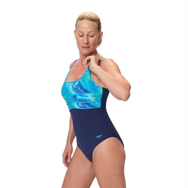 SPEEDO SPEEDO PRINT CONTOUR ECLIPSE Badeanzug Damen - nvy-ltblu - 2 | SportScheck