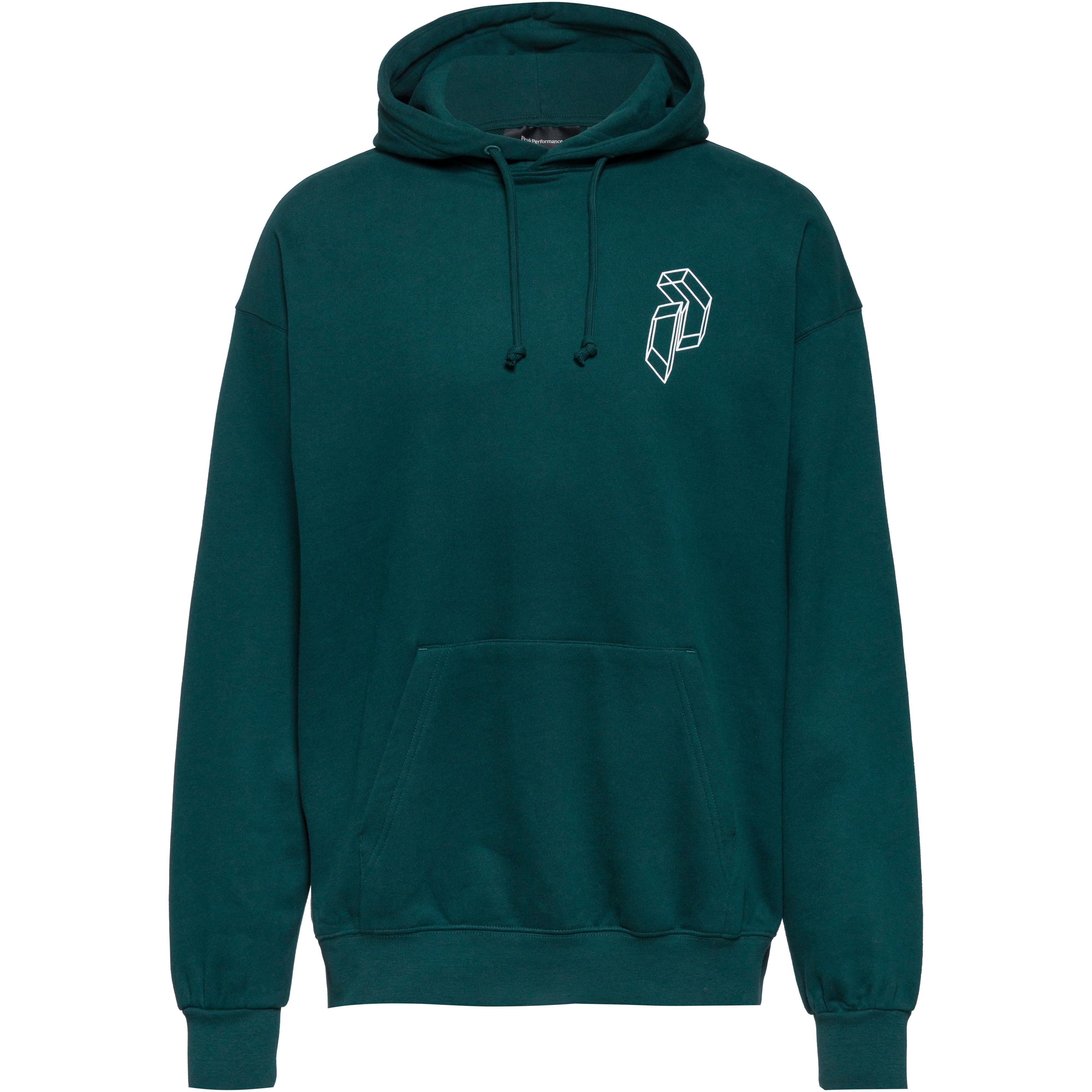 Peak Performance Terry Hoodie Kängurutasche Kapuze Grün