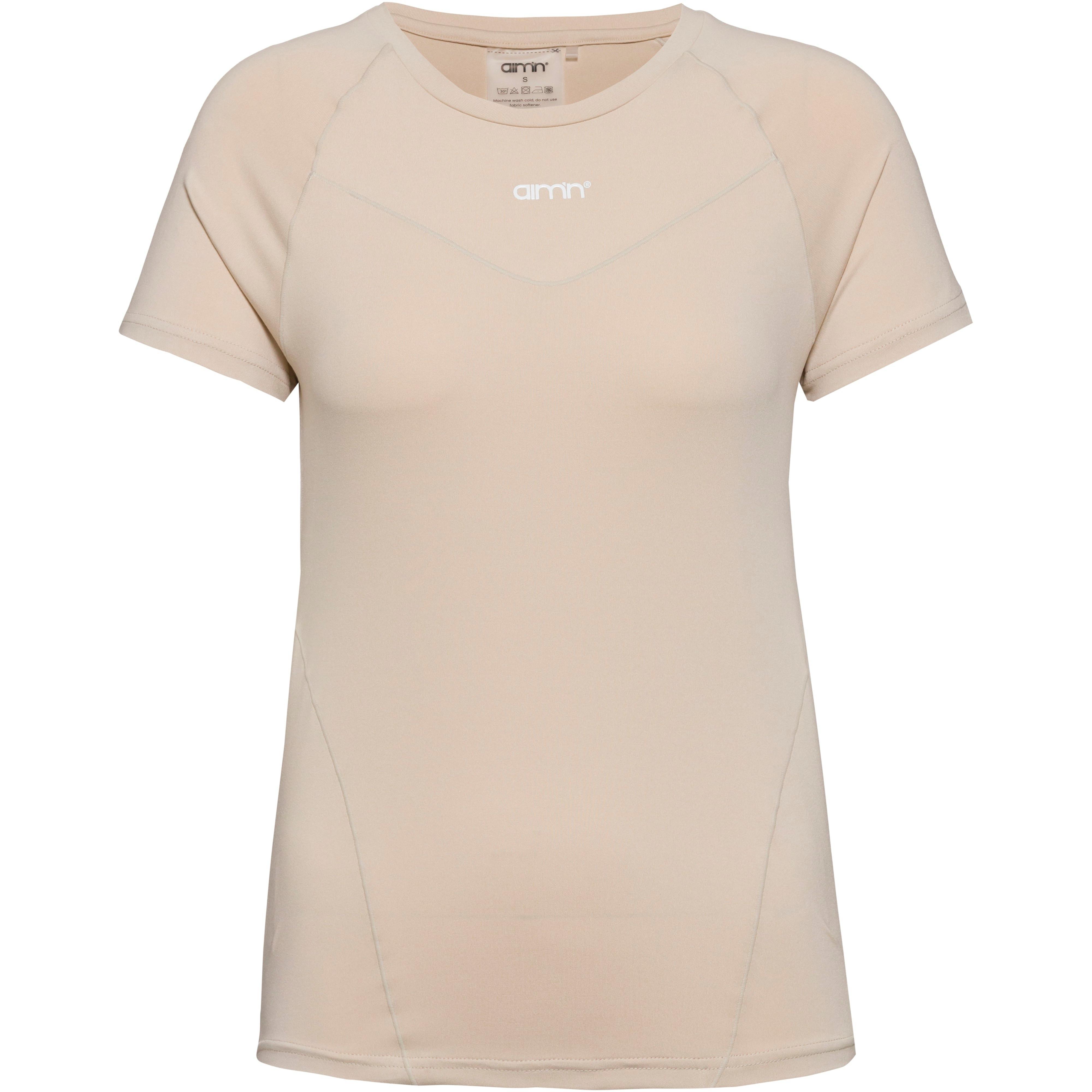 AIM'N T-Shirt Rundhals Logoprint Shaping Polyester-Elastan Beige