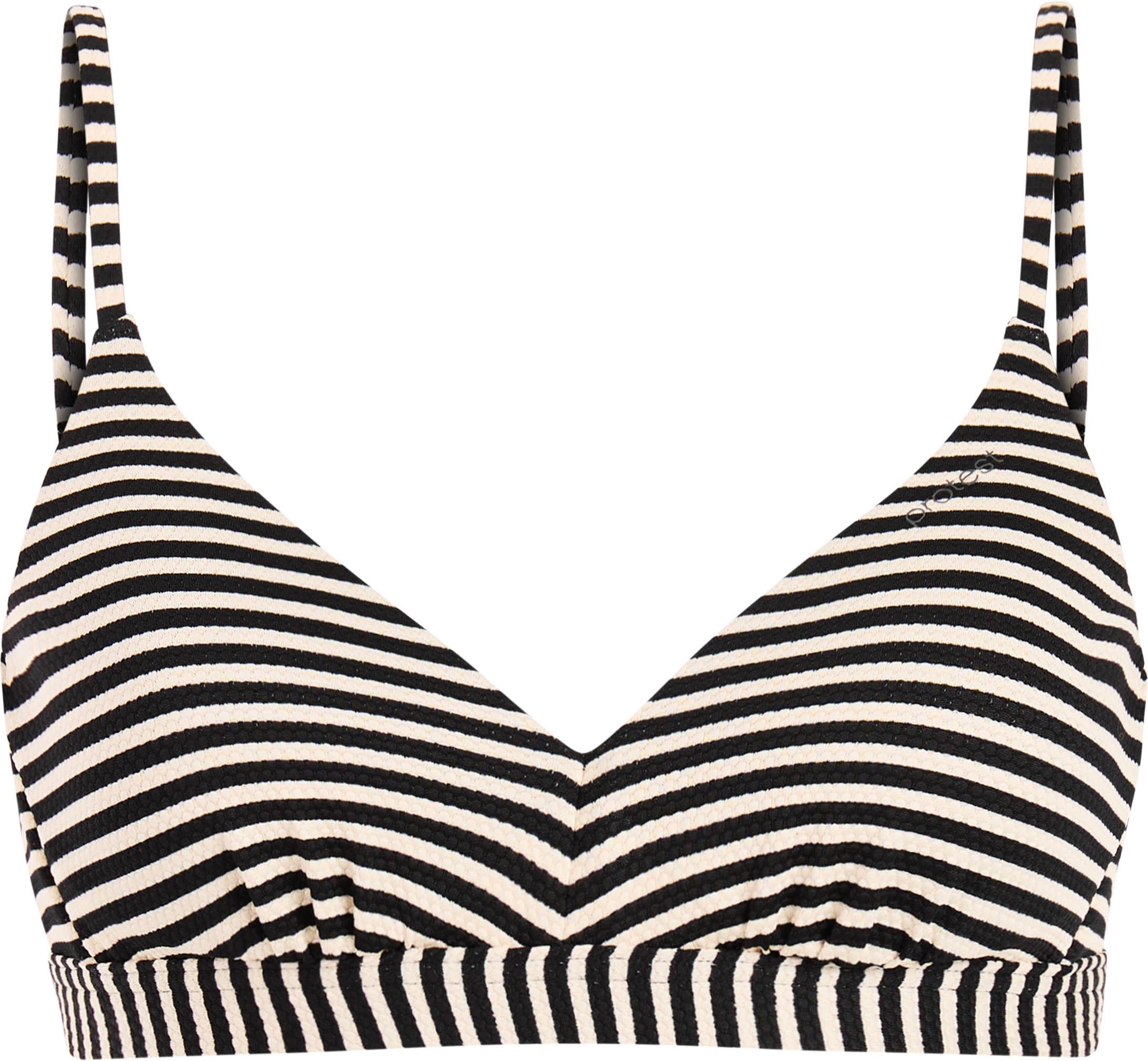 Protest Bikini Oberteil Bubble-Piqué Streifen-Dessin Polyester-Elastan Beige