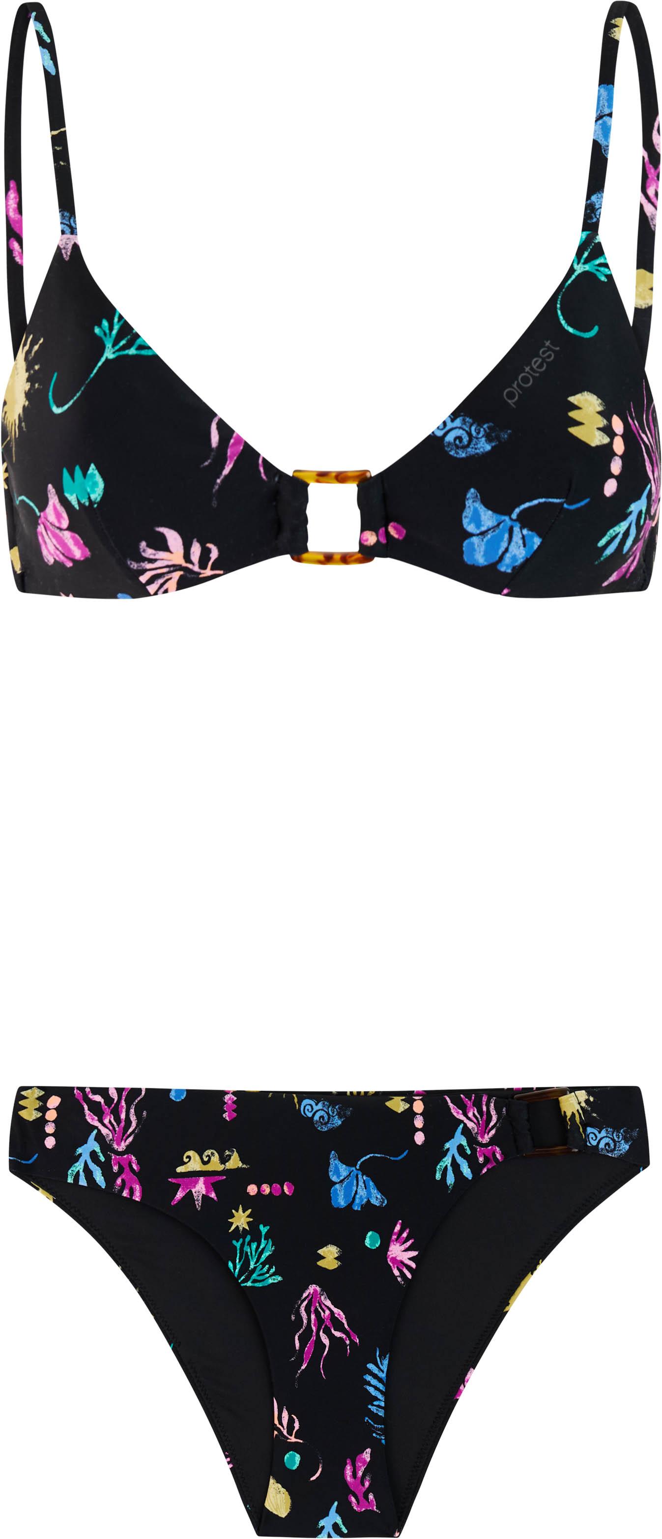Protest Bikini Set Print Details Kunstfaser Schwarz