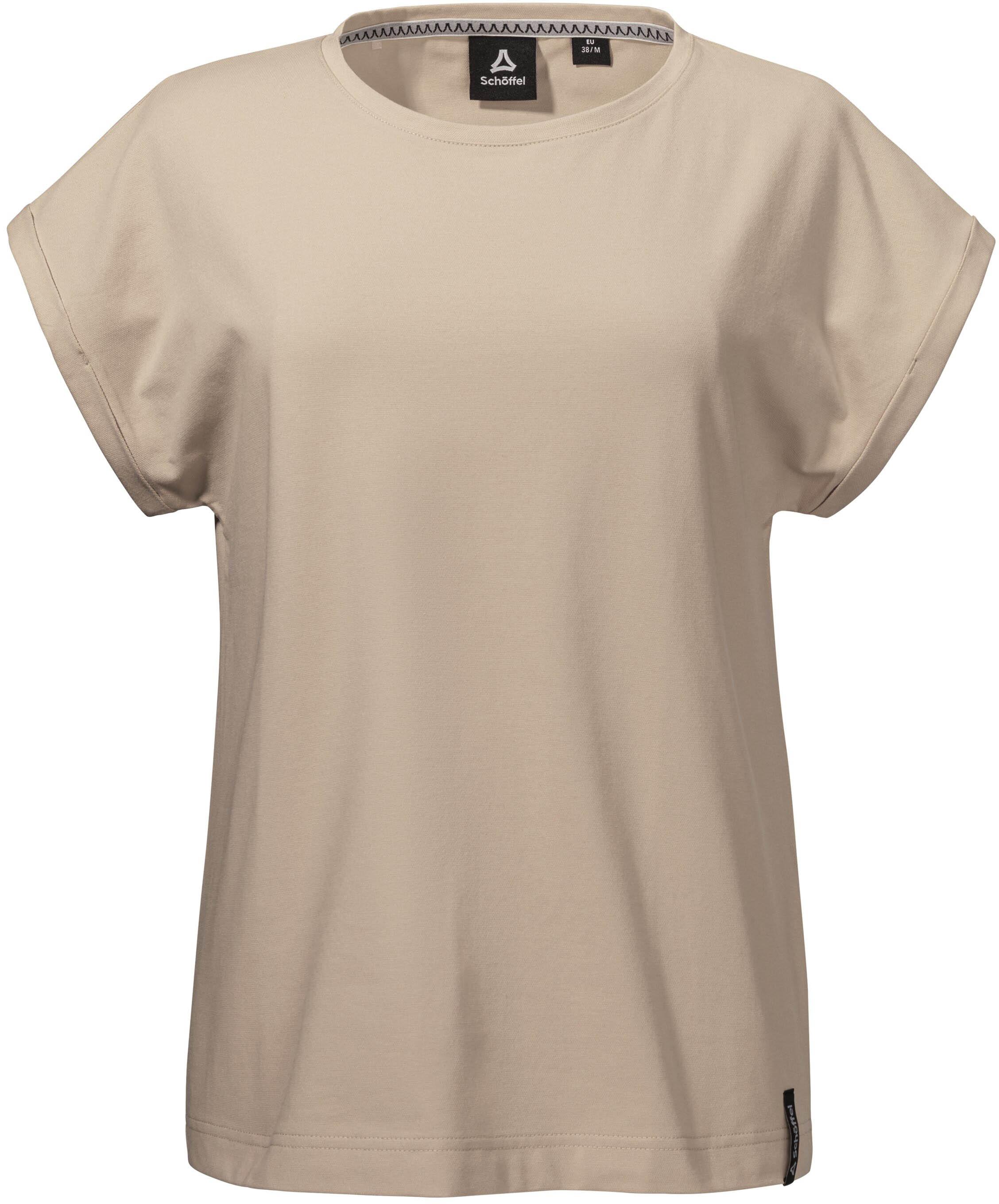 Schöffel Funktionsshirt Boxy Fit U-Boot-Ausschnitt Mischgewebe Beige
