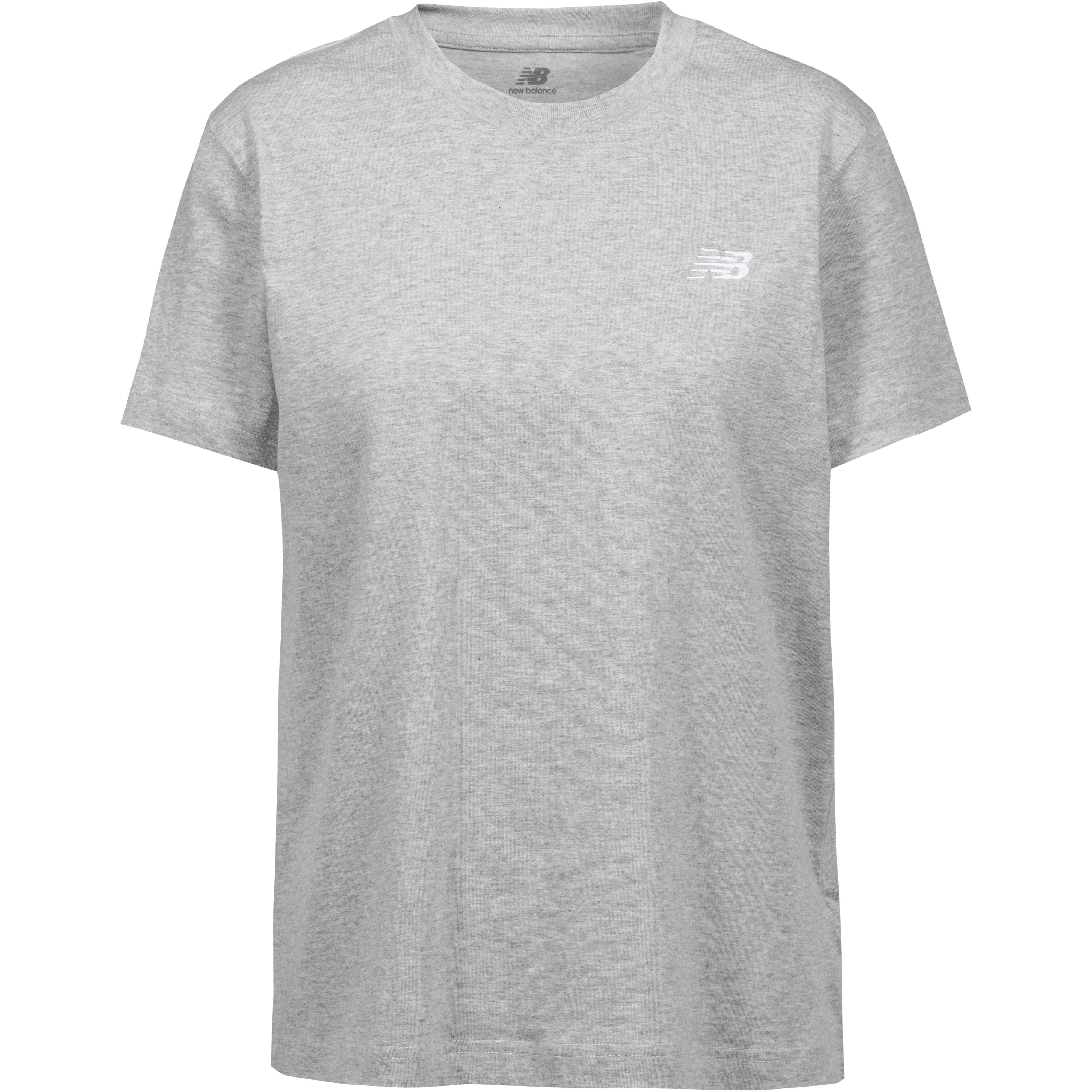New Balance T-Shirt Meliertes Gerippt Baumwolle Grau