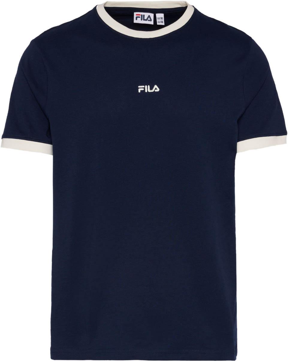 Fila T-Shirt Retro-Design Rundhals Baumwolle Schwarz