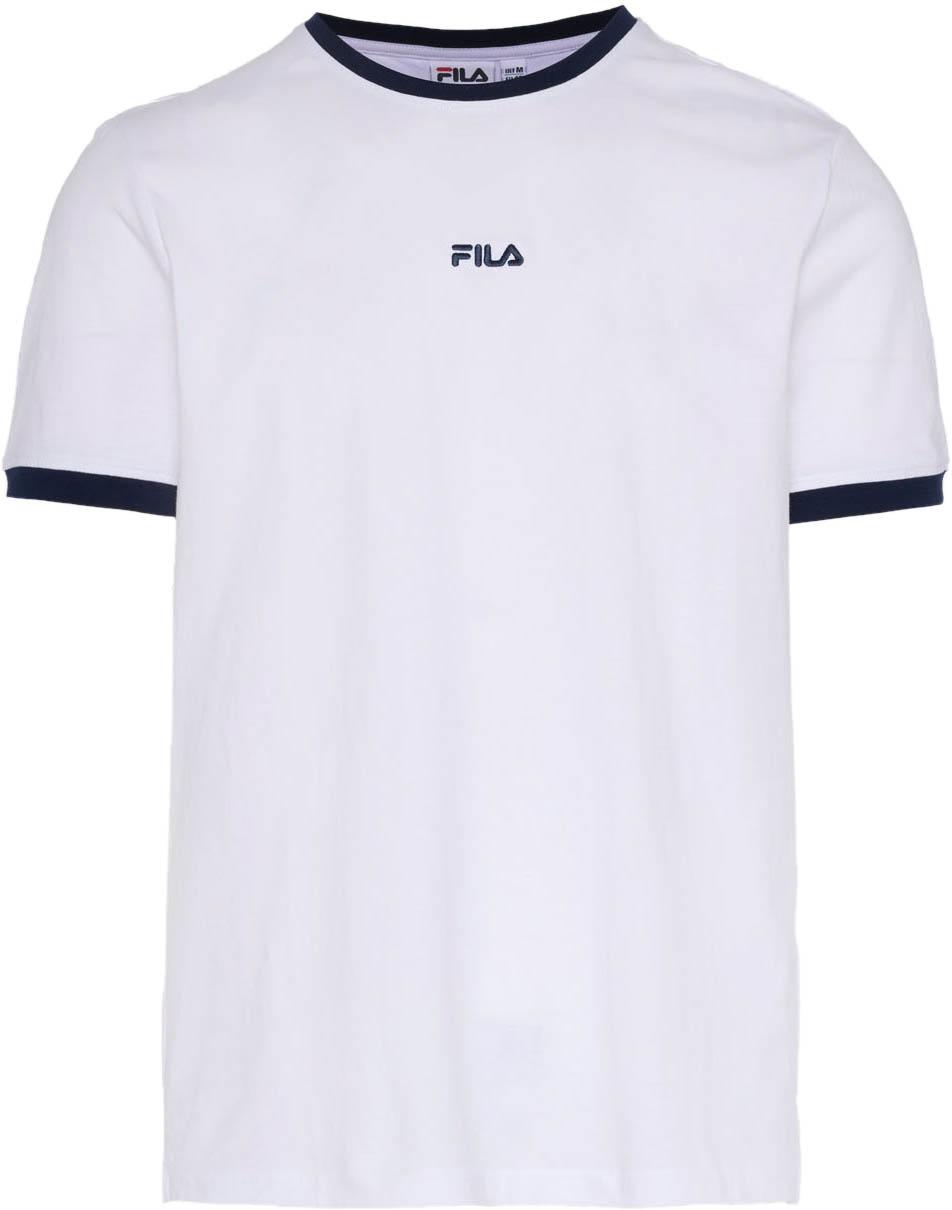 Fila T-Shirt Retro-Design Rundhals Baumwolle Weiß