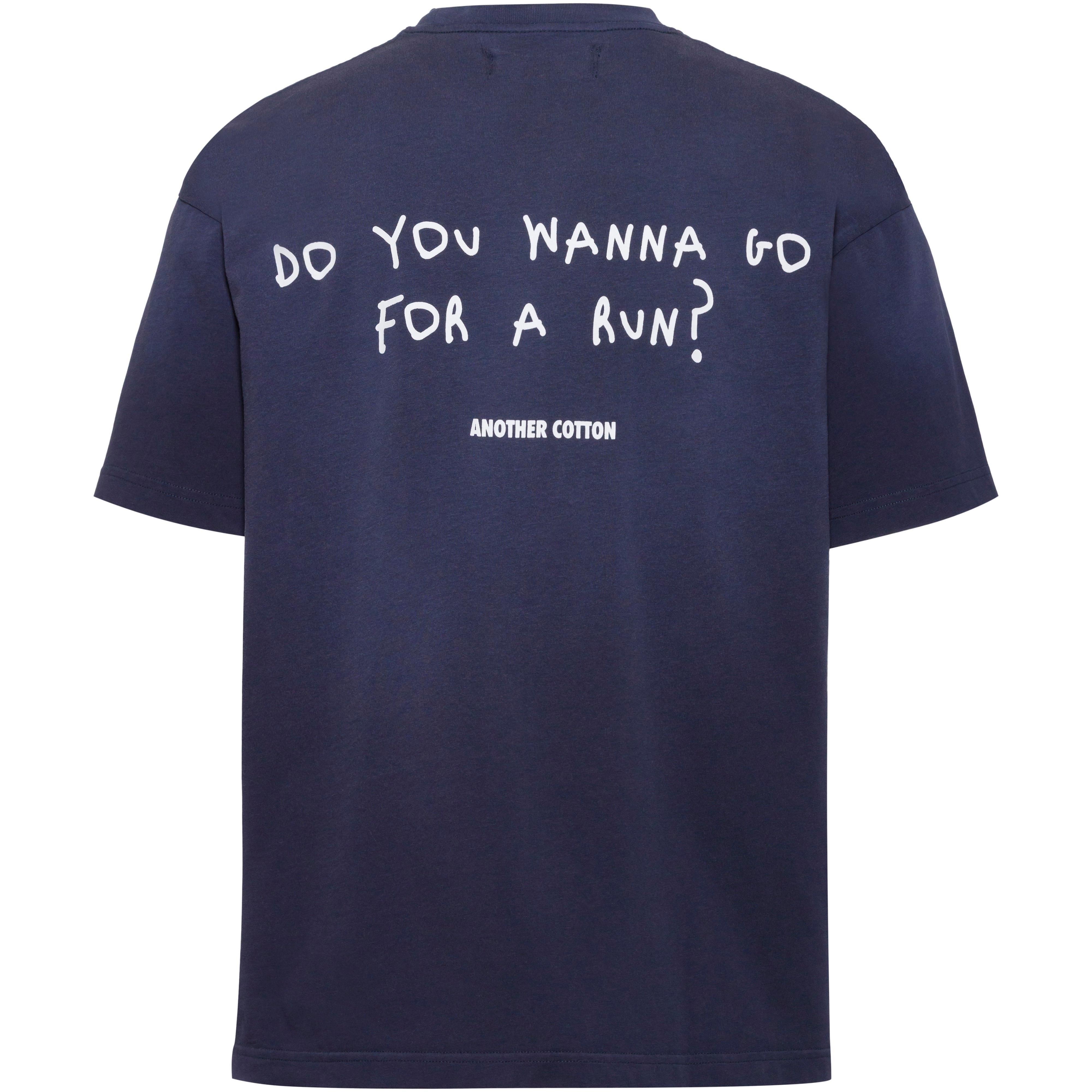 Another Cotton Lab T-Shirt Rundhals Washed Baumwolle Blau