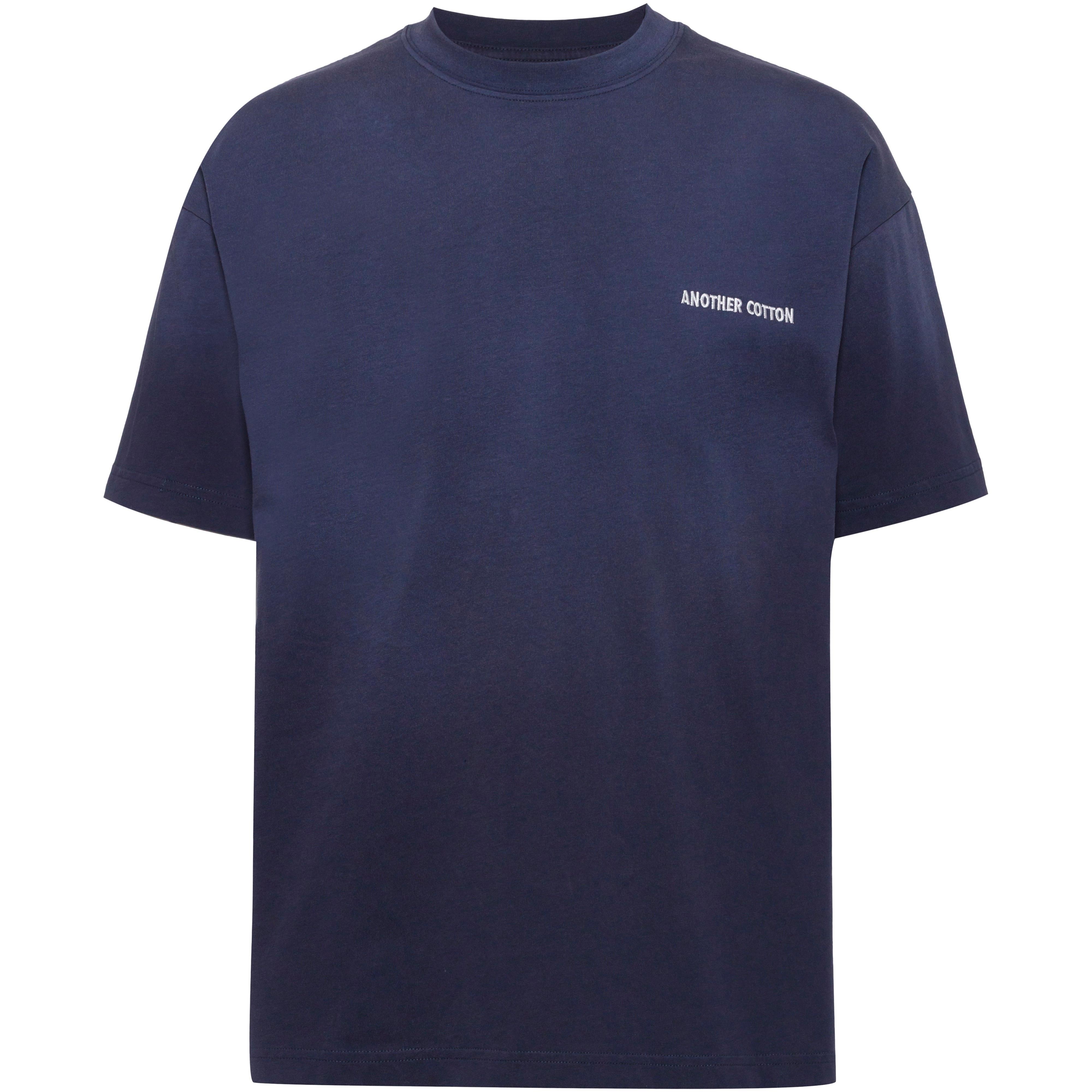 Another Cotton Lab T-Shirt Rundhals Washed Baumwolle Blau