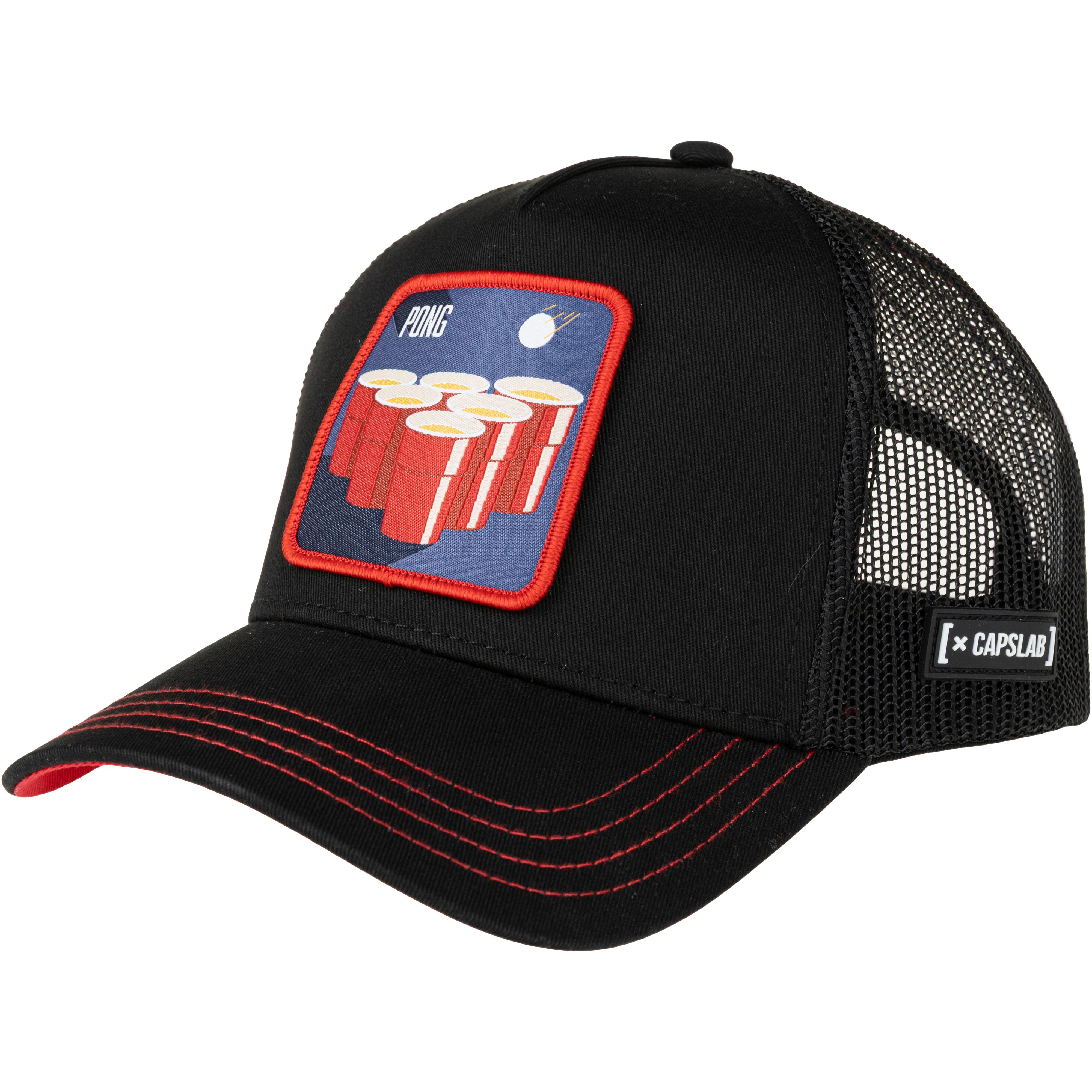 CAPSLAB Unisex Cap Curved Brim Mesh Back Schwarz