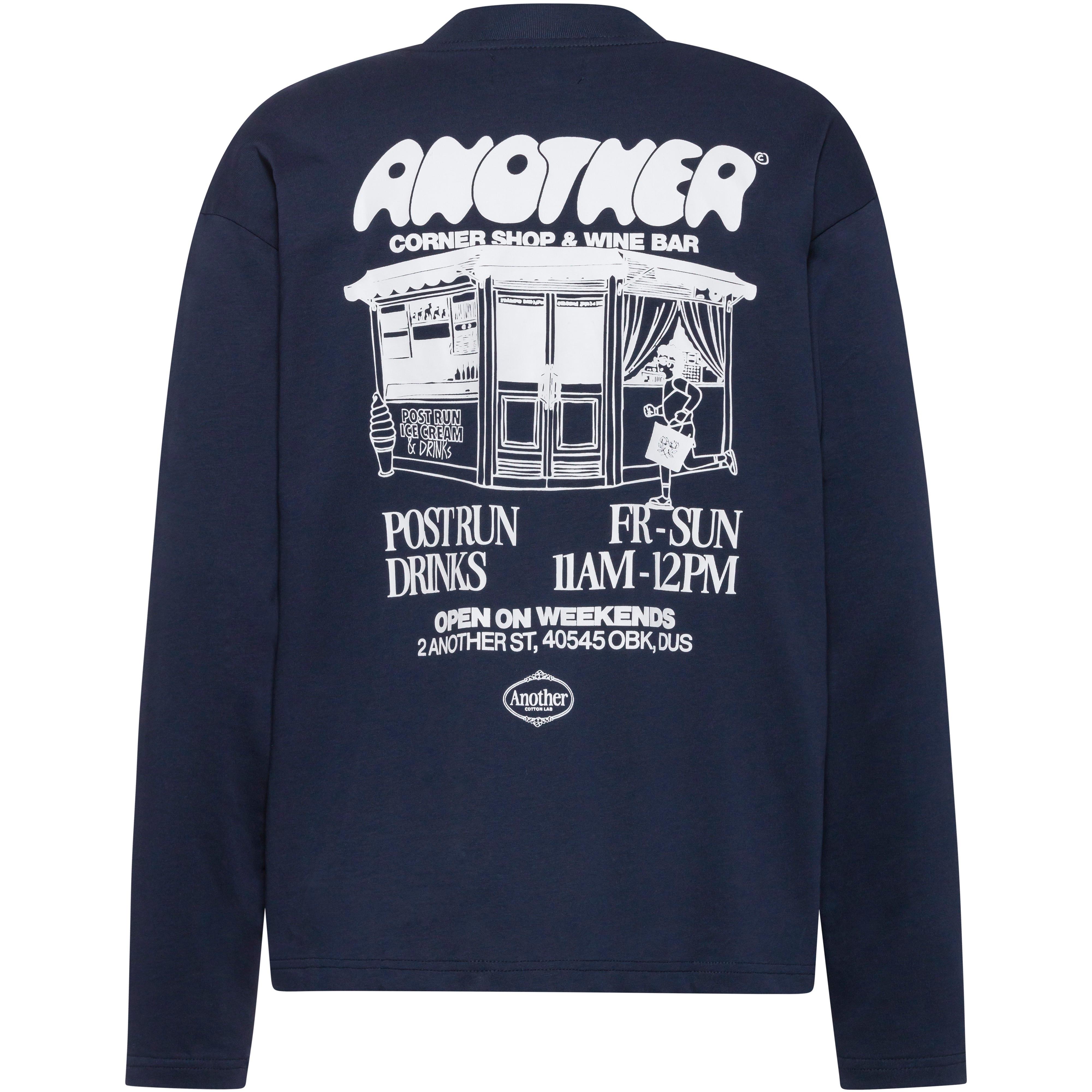 Another Cotton Lab Langarmshirt Markendetail Print Rundhalsausschnitt Baumwolle Blau