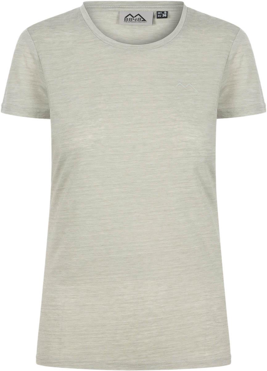 8848 Outdoor Funktionsshirt Rundhals Logodetail Polyester-Wolle Beige