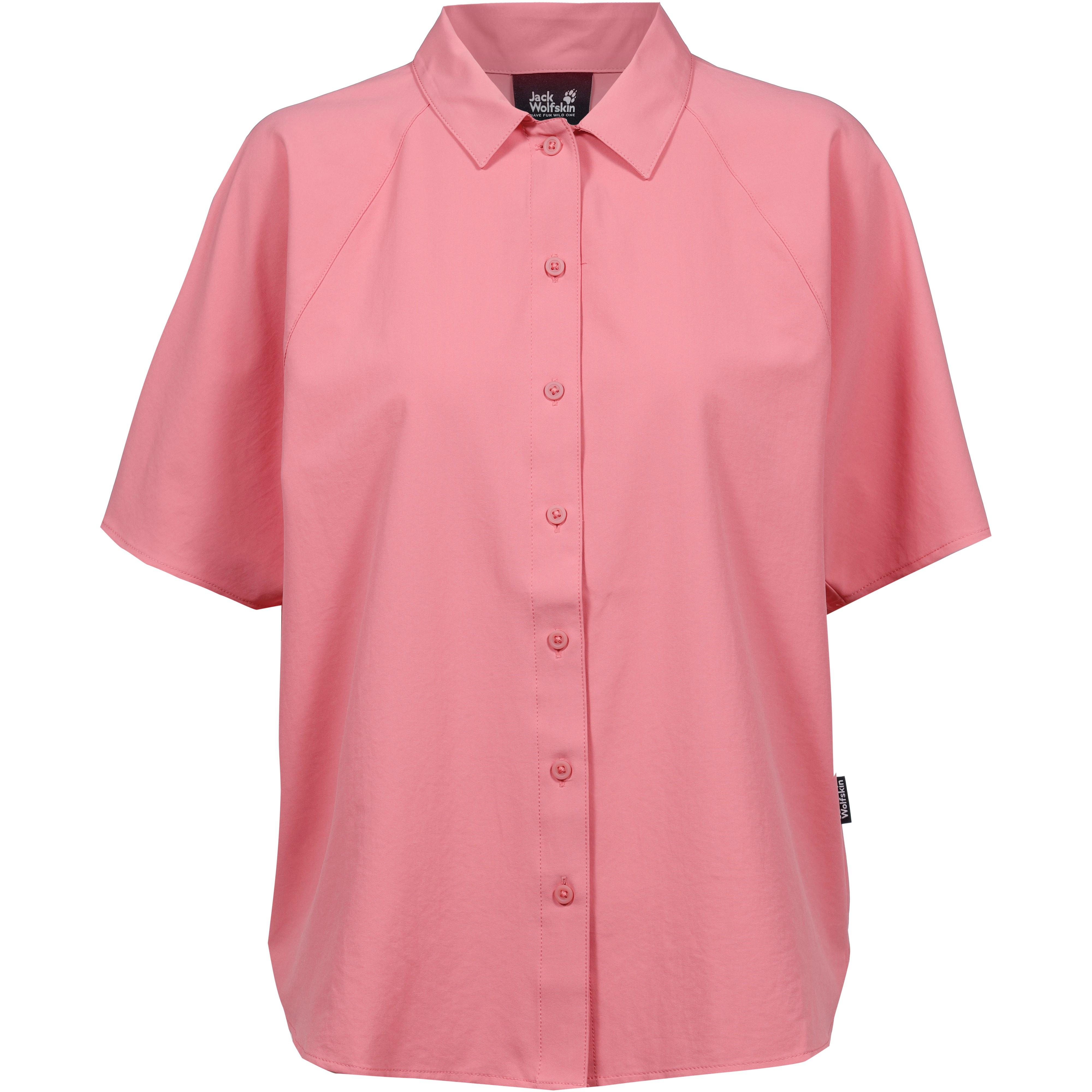Jack Wolfskin Funktionsbluse Kurzärmlige Knopfleiste Saum Polyester Rosa