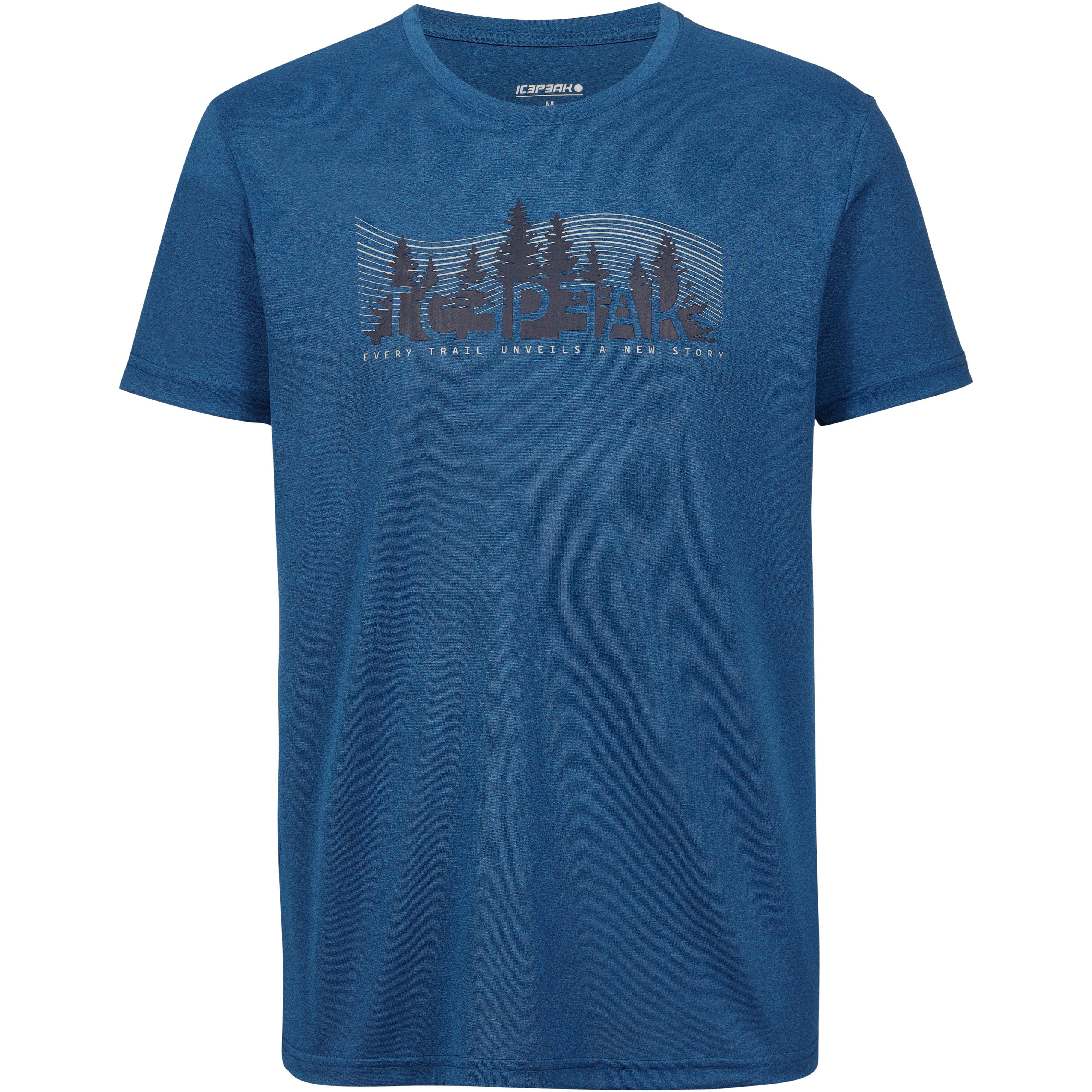 icepeak Funktionsshirt Meliertes Frontprint Rundhals Blau