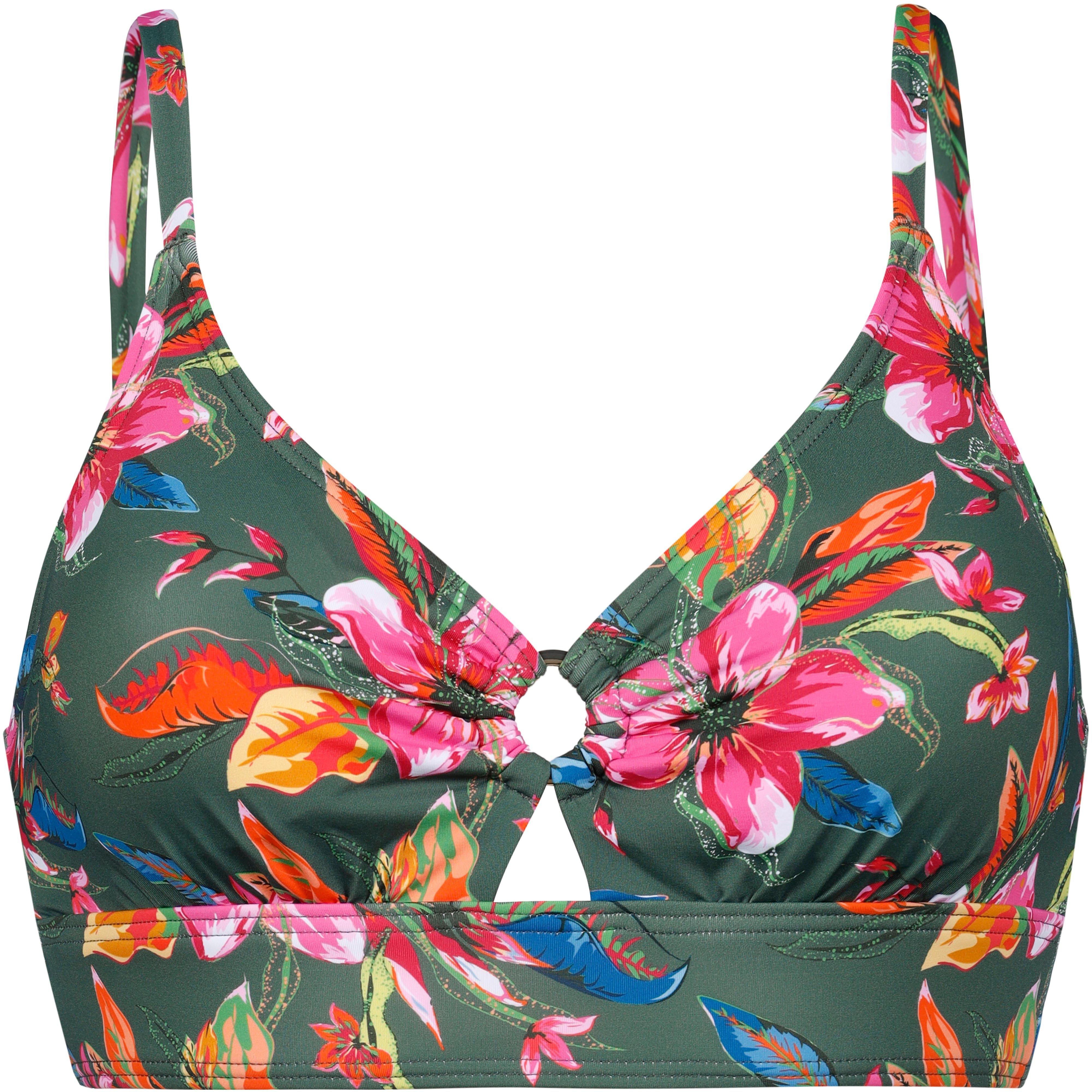 Lascana Bralette-Top Cut-Out Floral Design Polyamid-Elastan Oliv