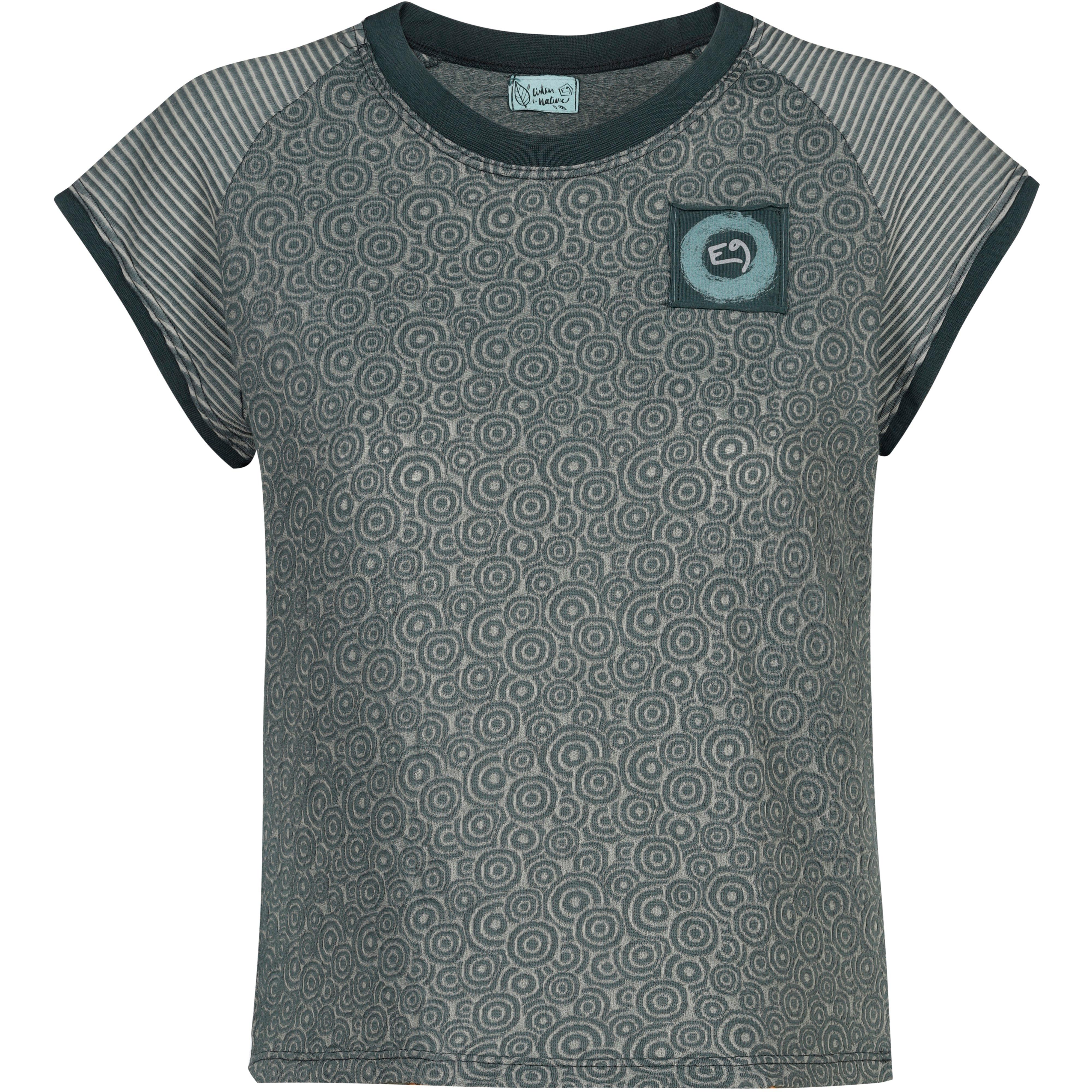 E9 Crop Jersey-Jacquard T-Shirt Striped Sleeves Lila