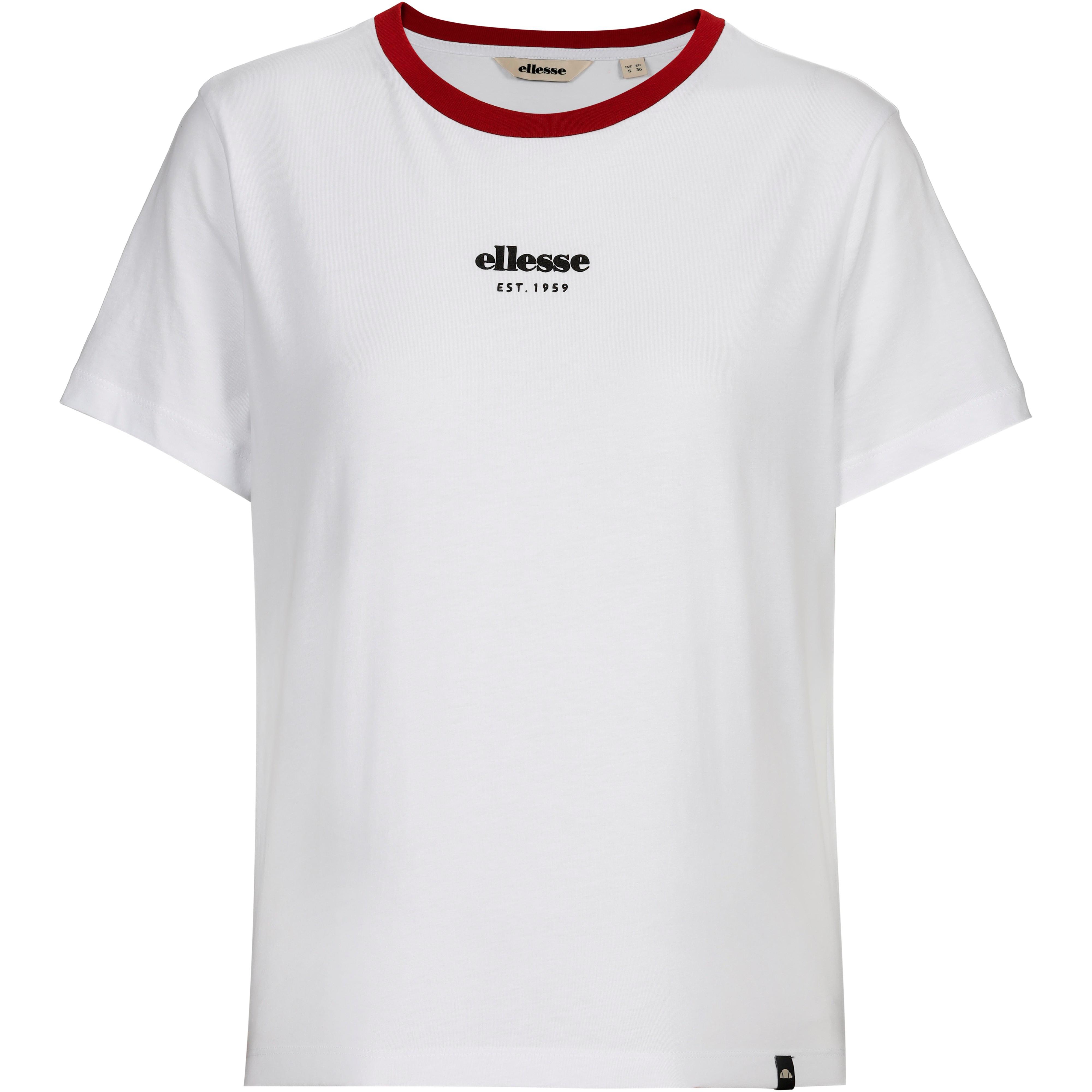 Ellesse T-Shirt Gerippter Rundhals Baumwolle Weiß