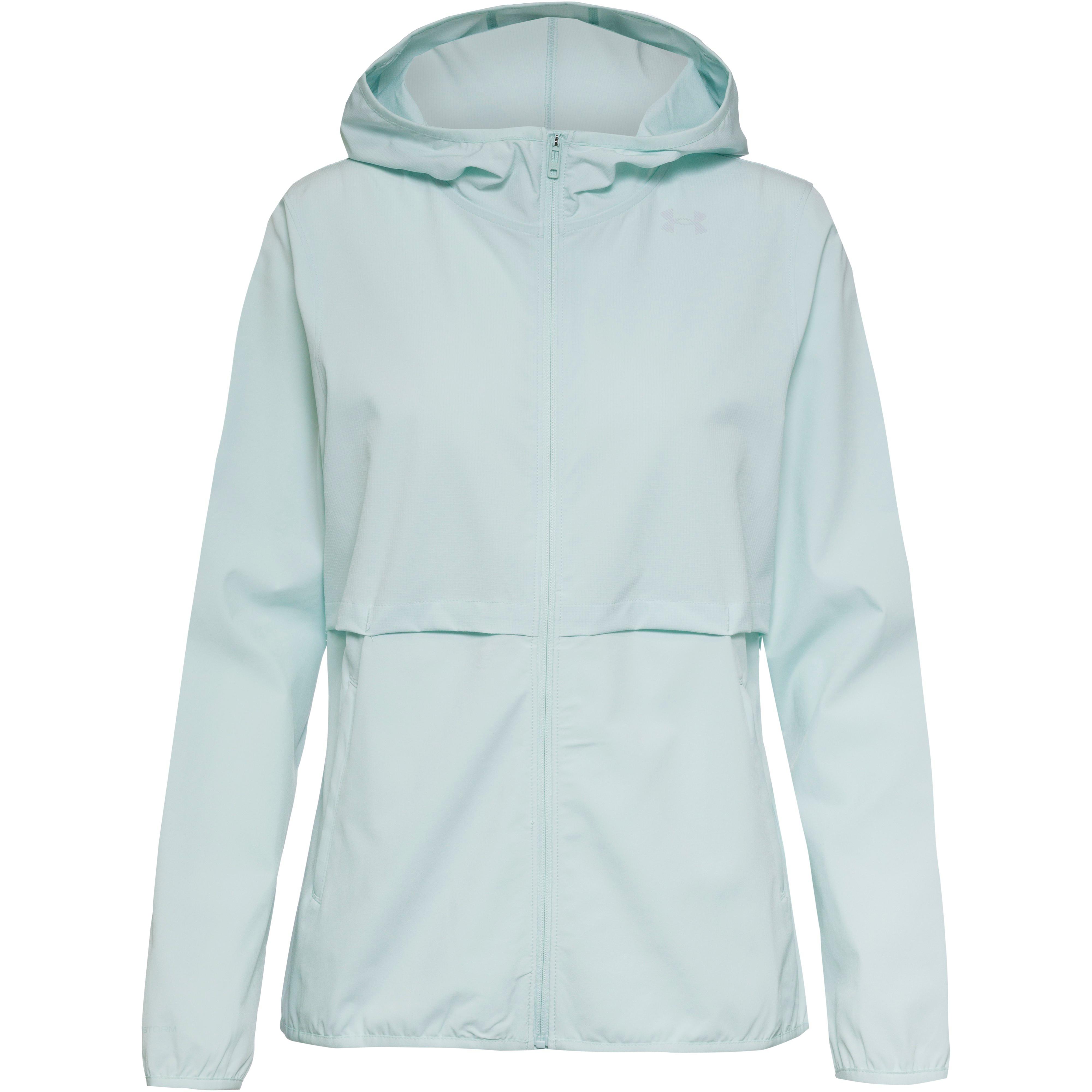 Under Armour Laufjacke Ripstop Kapuze Seitentaschen Polyester-Elastan Gruen