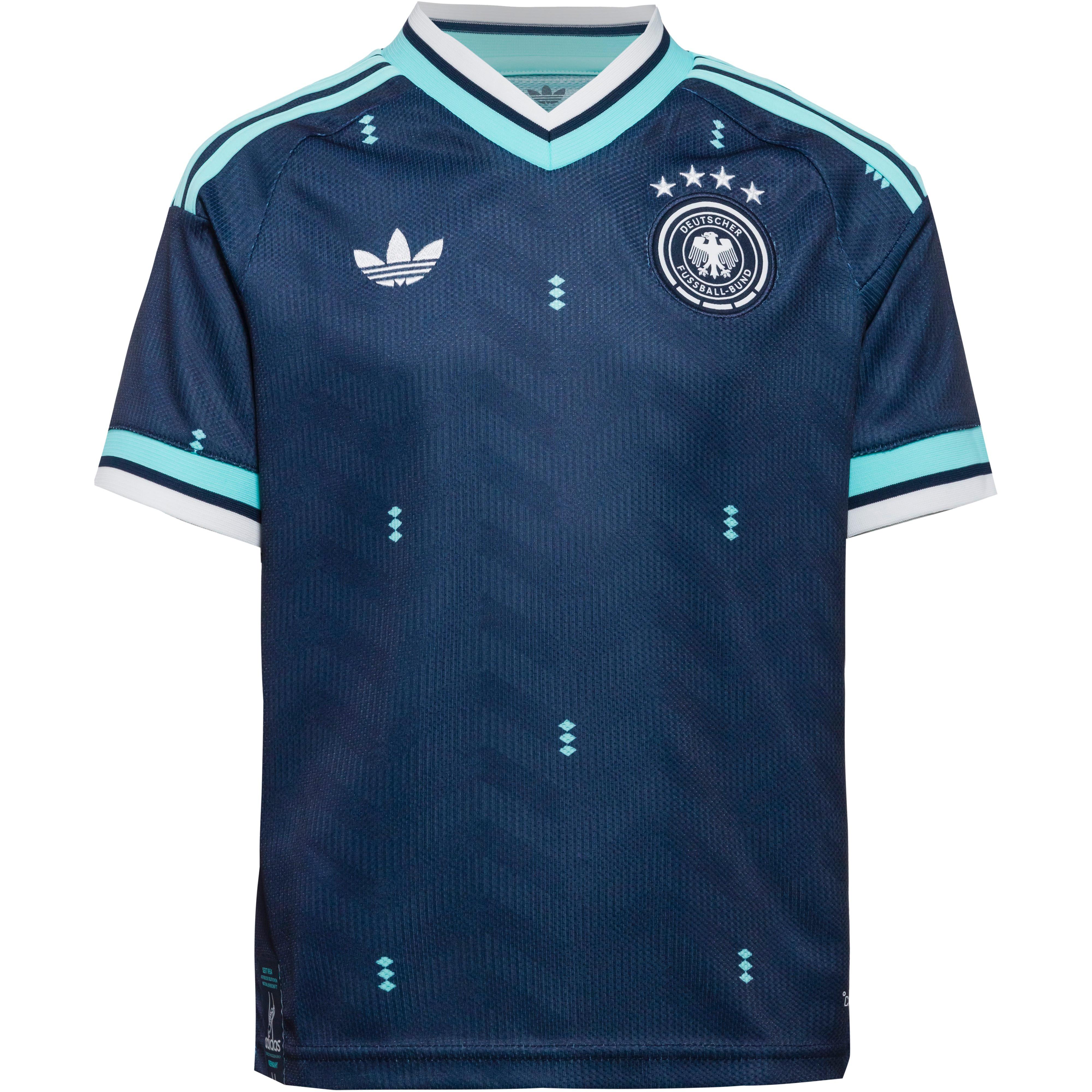 Adidas Sportshirt Halbraglanärmel V-Ausschnitt Polyester Blau