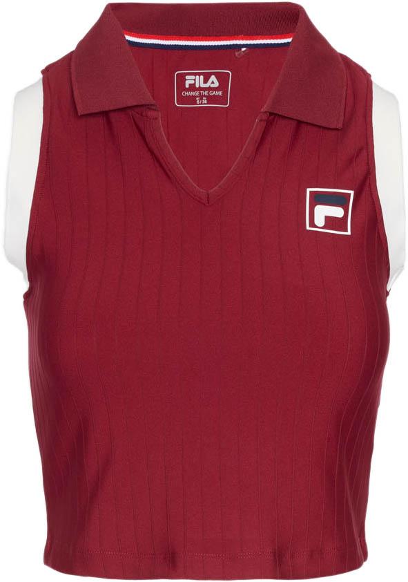 Fila Damen Tennistanktop Crop-Style Polokragen Polyester Rot