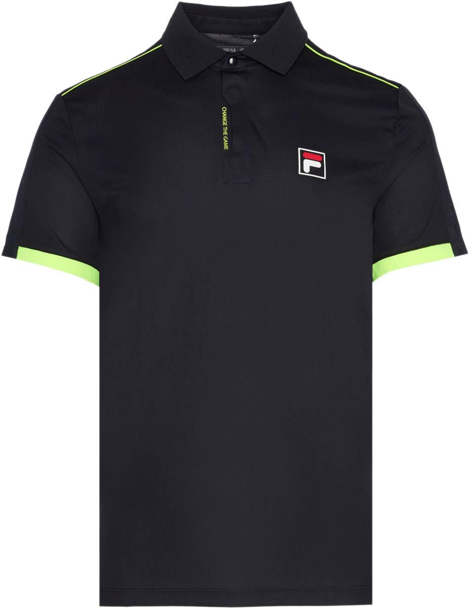 Fila Herren Tennisshirt Polokragen Mesh-Einsätze Polyester Schwarz