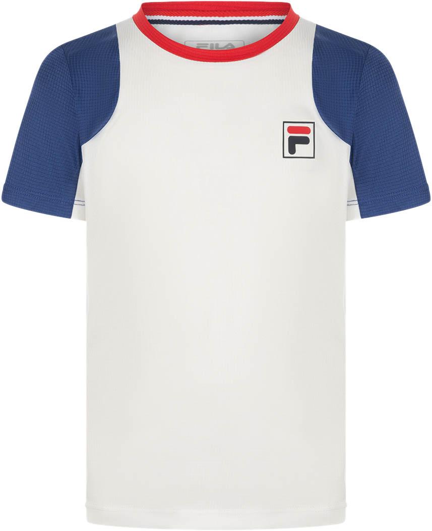 Fila Tennisshirt Colourblock Rundhalsausschnitt Stretch Kunstfaser Weiß