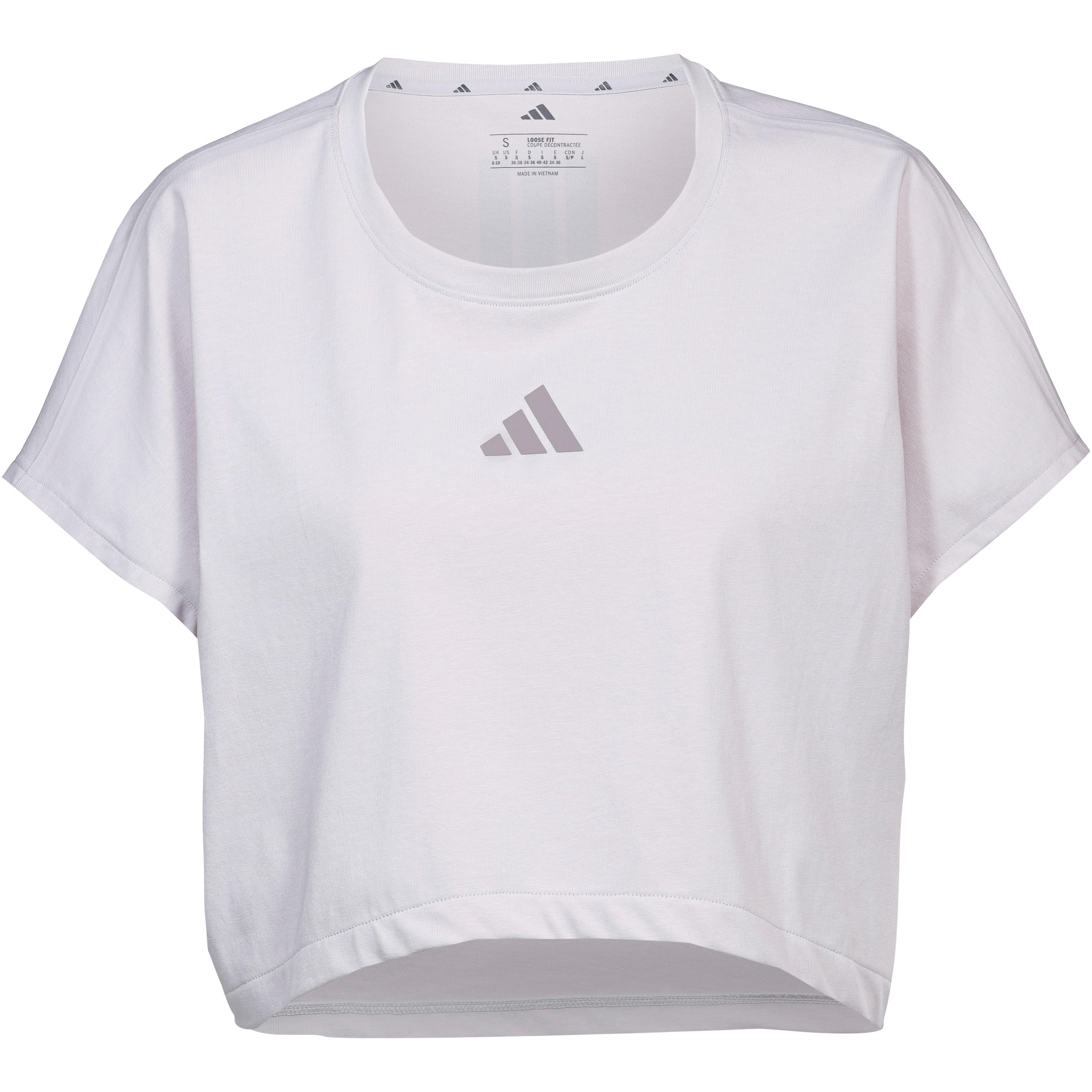 Adidas Croptop Rundhalsausschnitt Schulterpartie Logoprint Beige