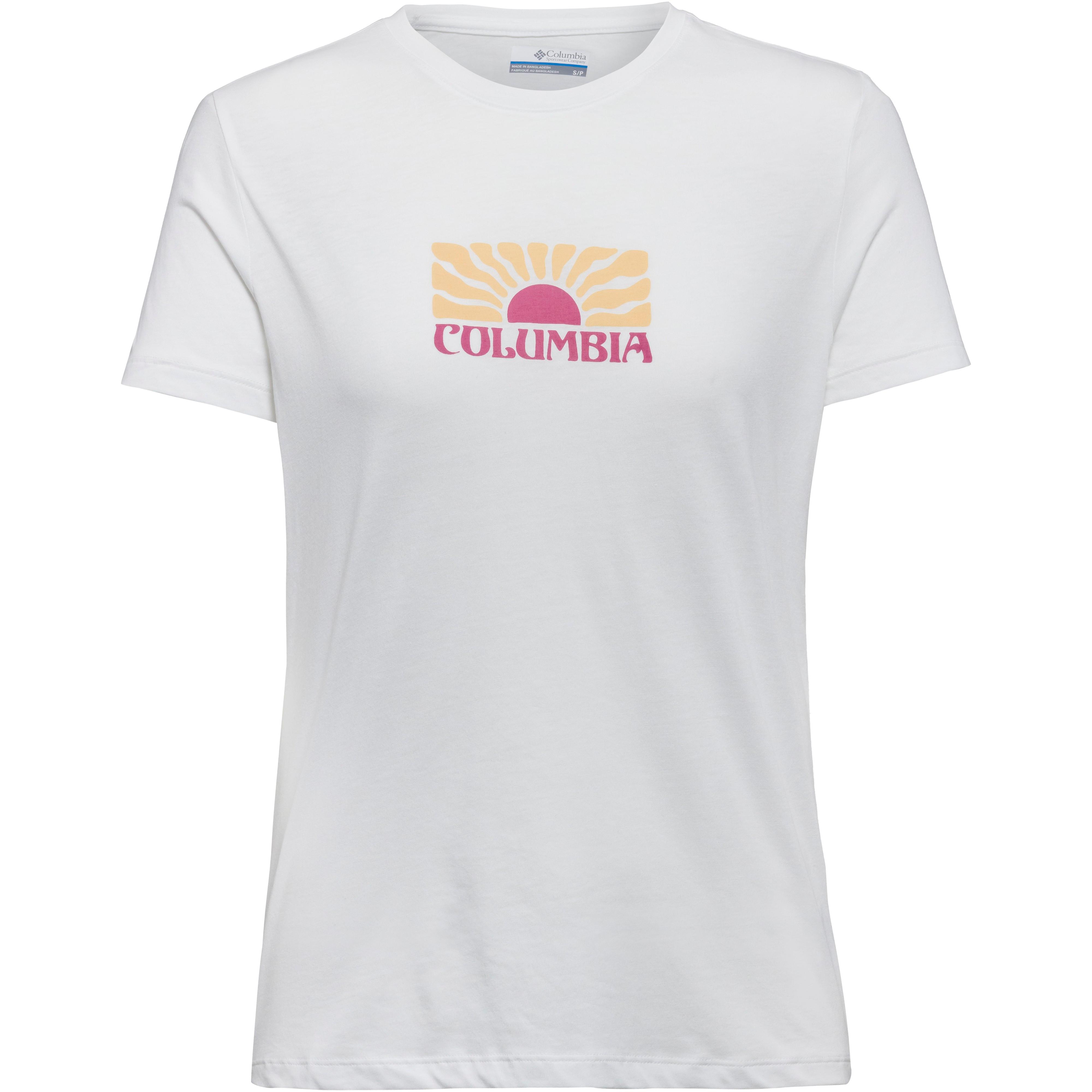 Columbia T-Shirt Rundhalsausschnitt Print Mischgewebe Weiss