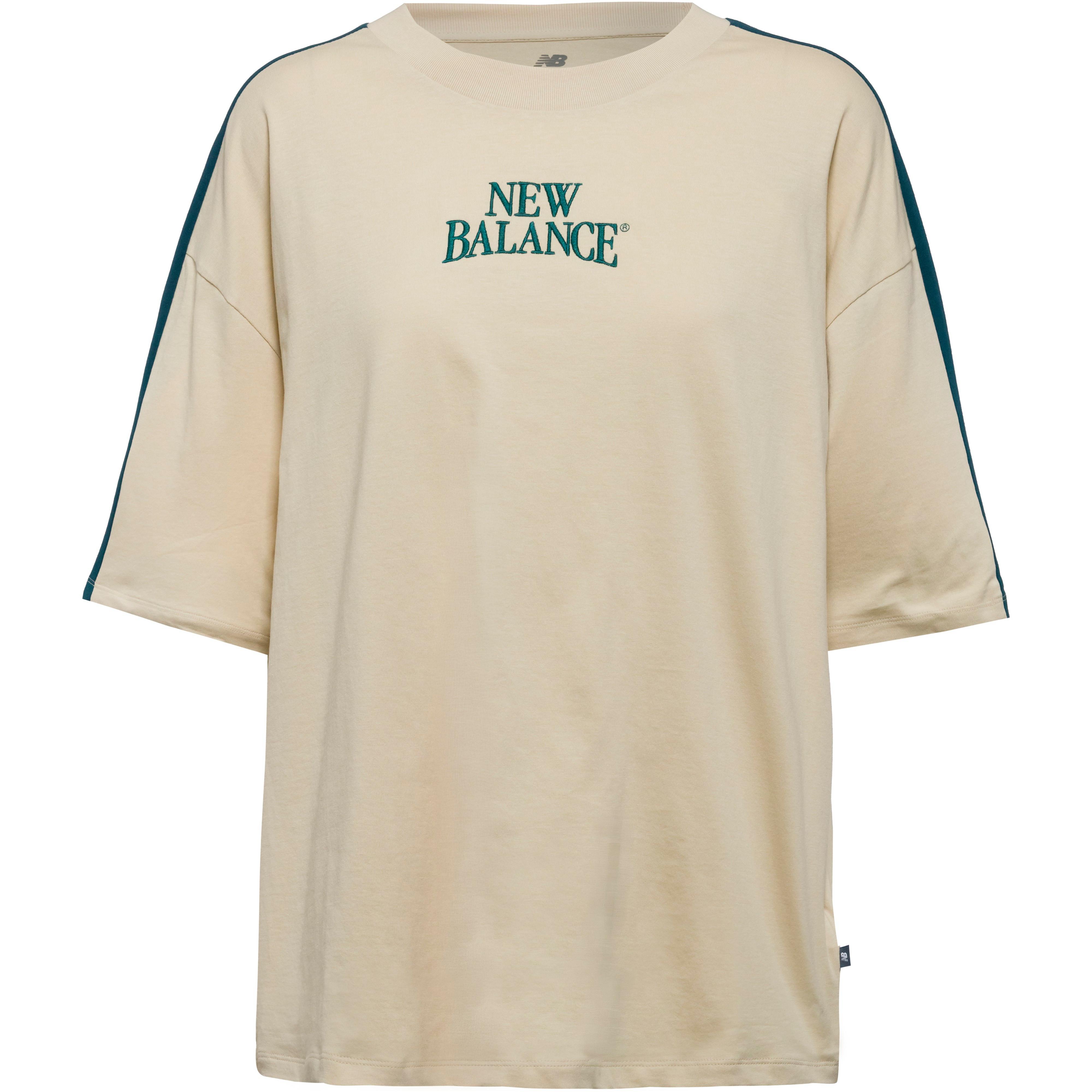 New Balance Oversize Shirt Rundhalsausschnitt Baumwolle Beige