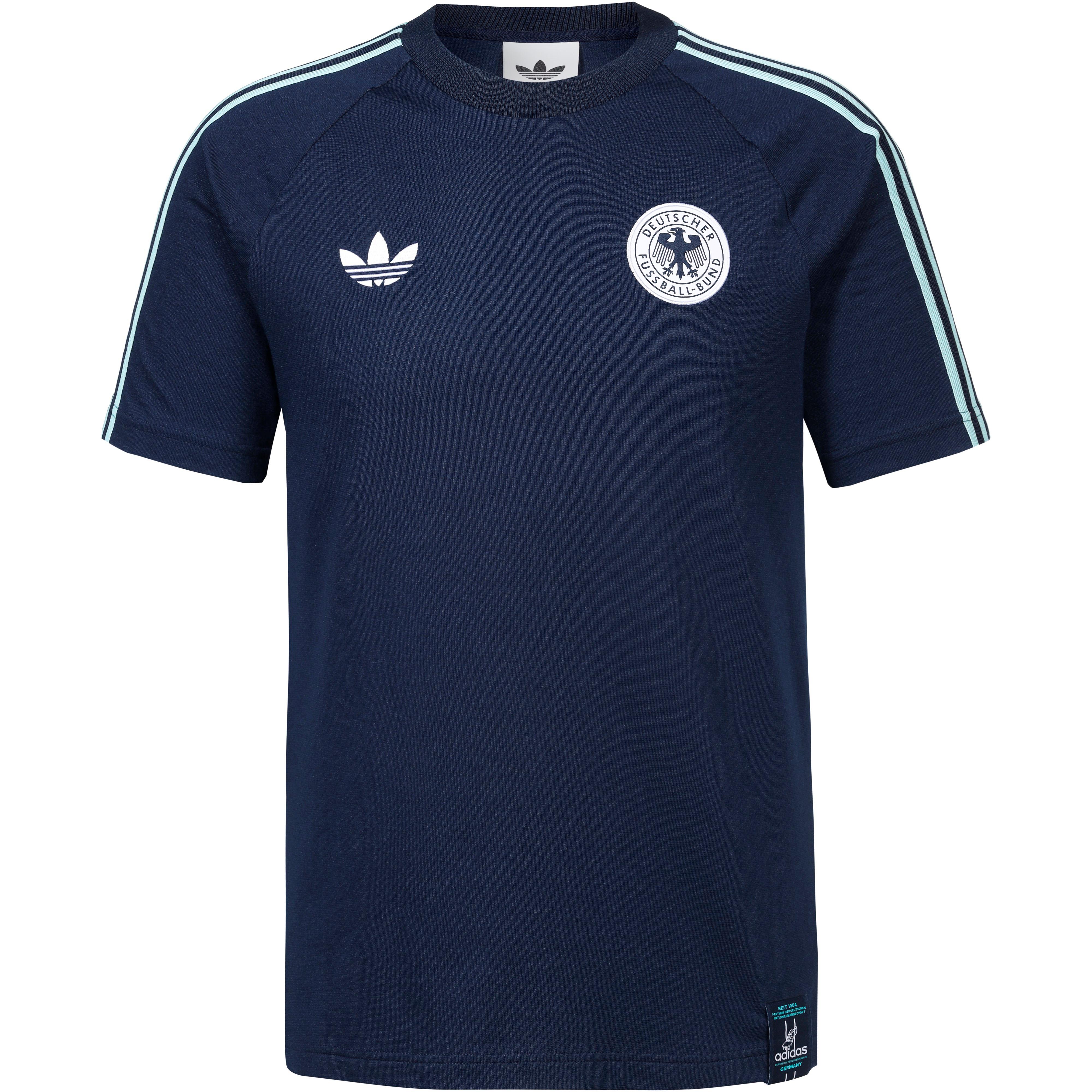 Adidas T-Shirt Rundhalsausschnitt Raglan 3-Streifen Baumwolle-Polyester Blau