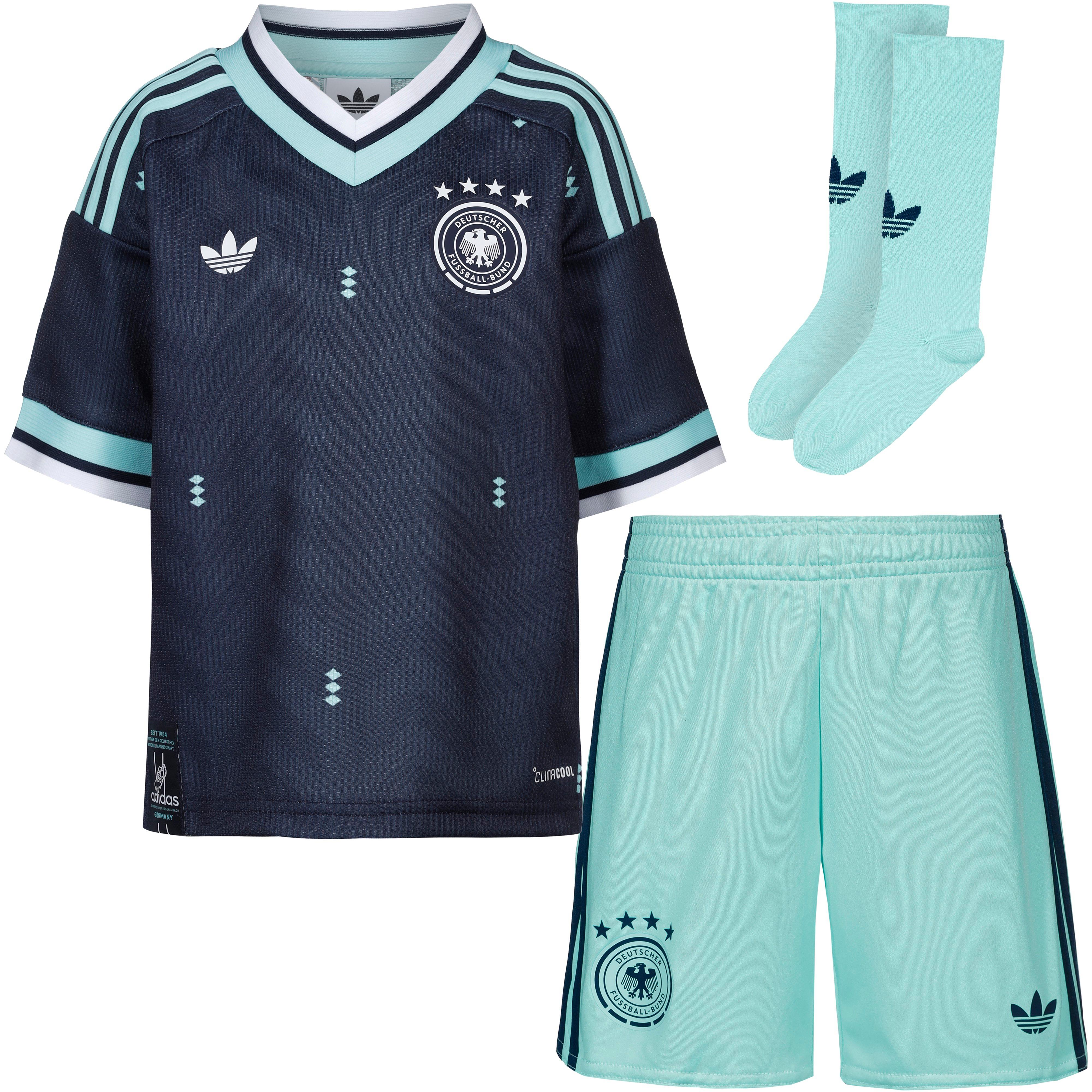 Adidas Teamtrikot V-Ausschnitt 3-Streifen DFB-Wappen Polyester Blau