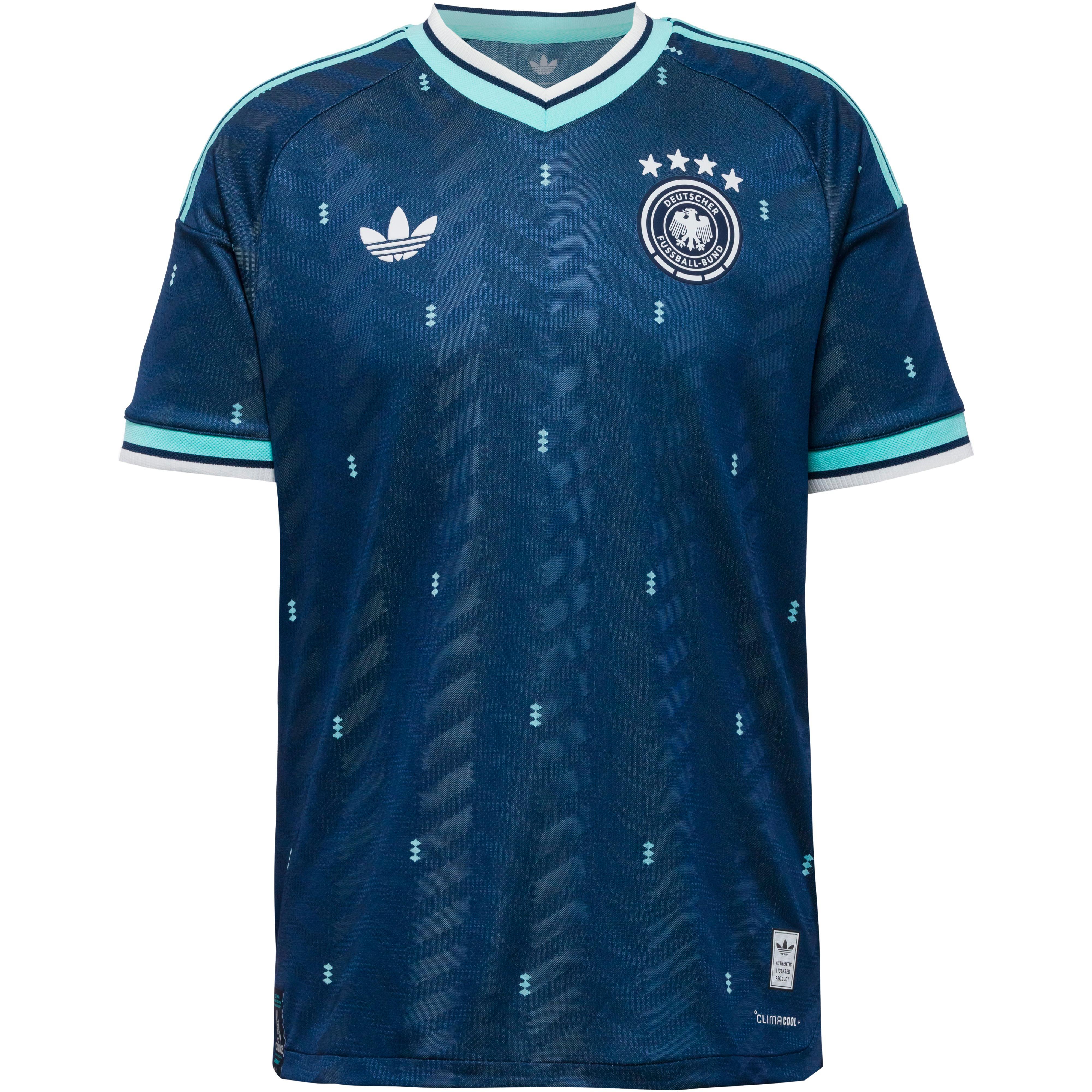Adidas Sportshirt Authentic Raglanärmel V-Ausschnitt Polyester Blau