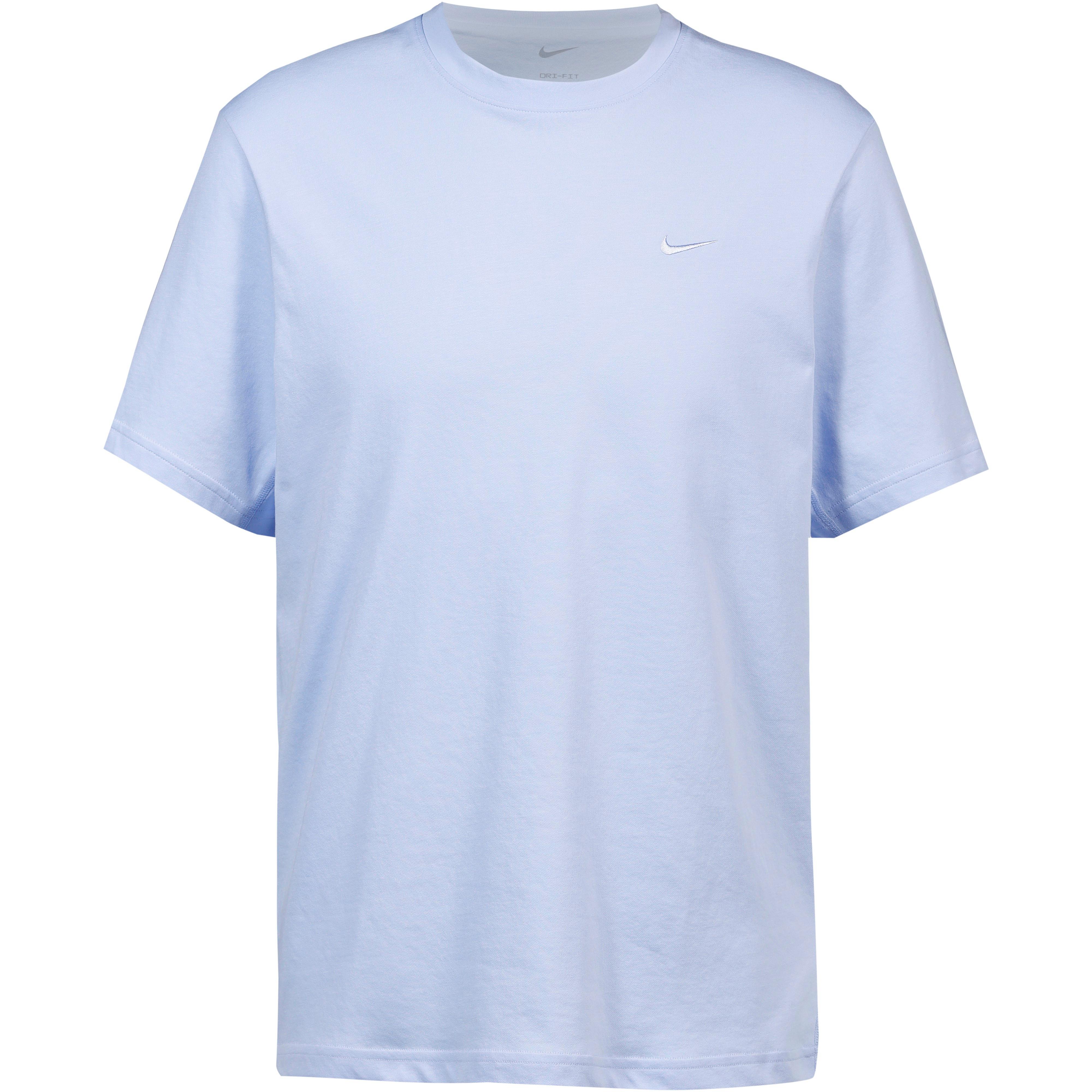 Nike Funktionsshirt Gerippter Rundhals Baumwolle-Polyester Blau