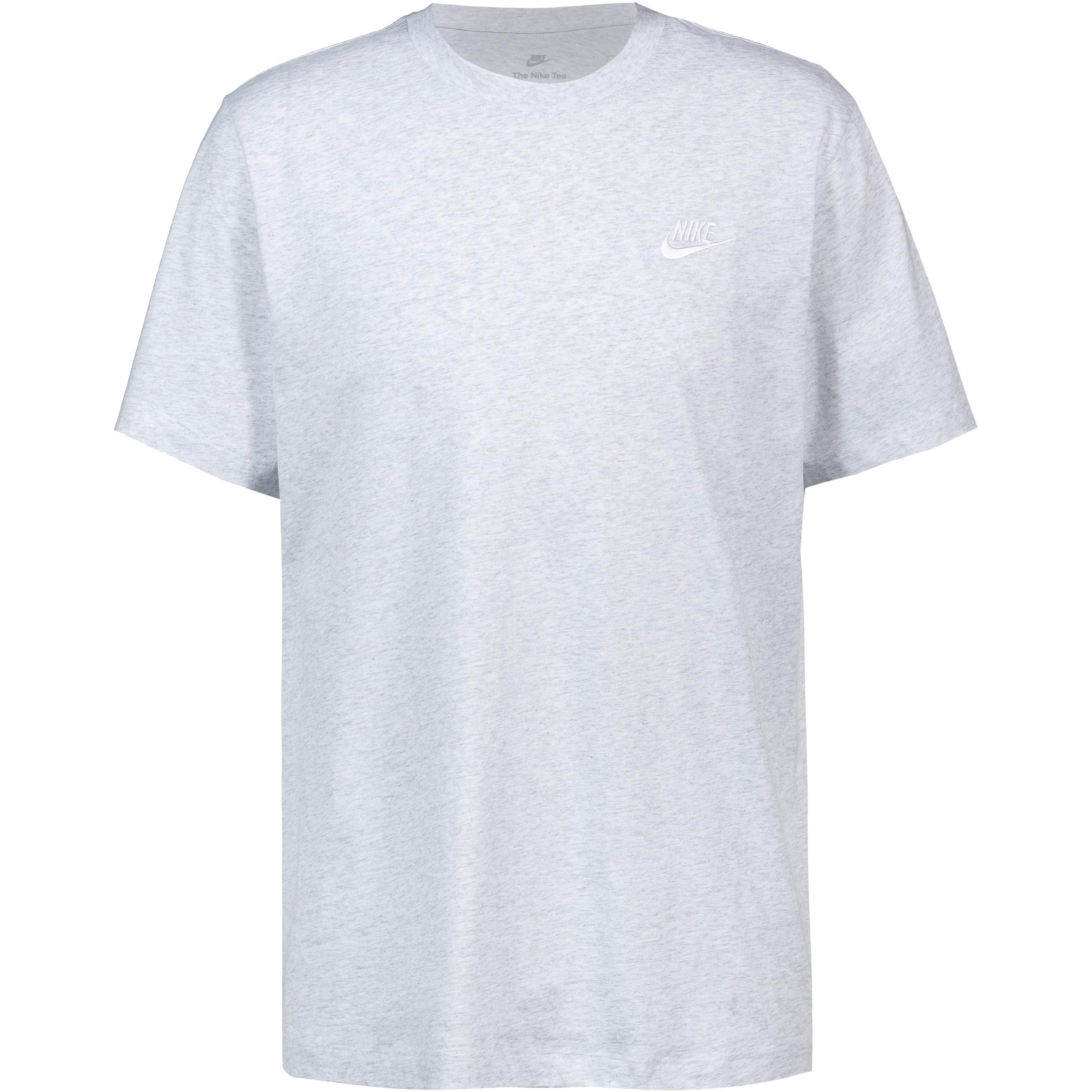 Nike T-Shirt Gerippter Rundhalsausschnitt Logostickerei Baumwolle Grau