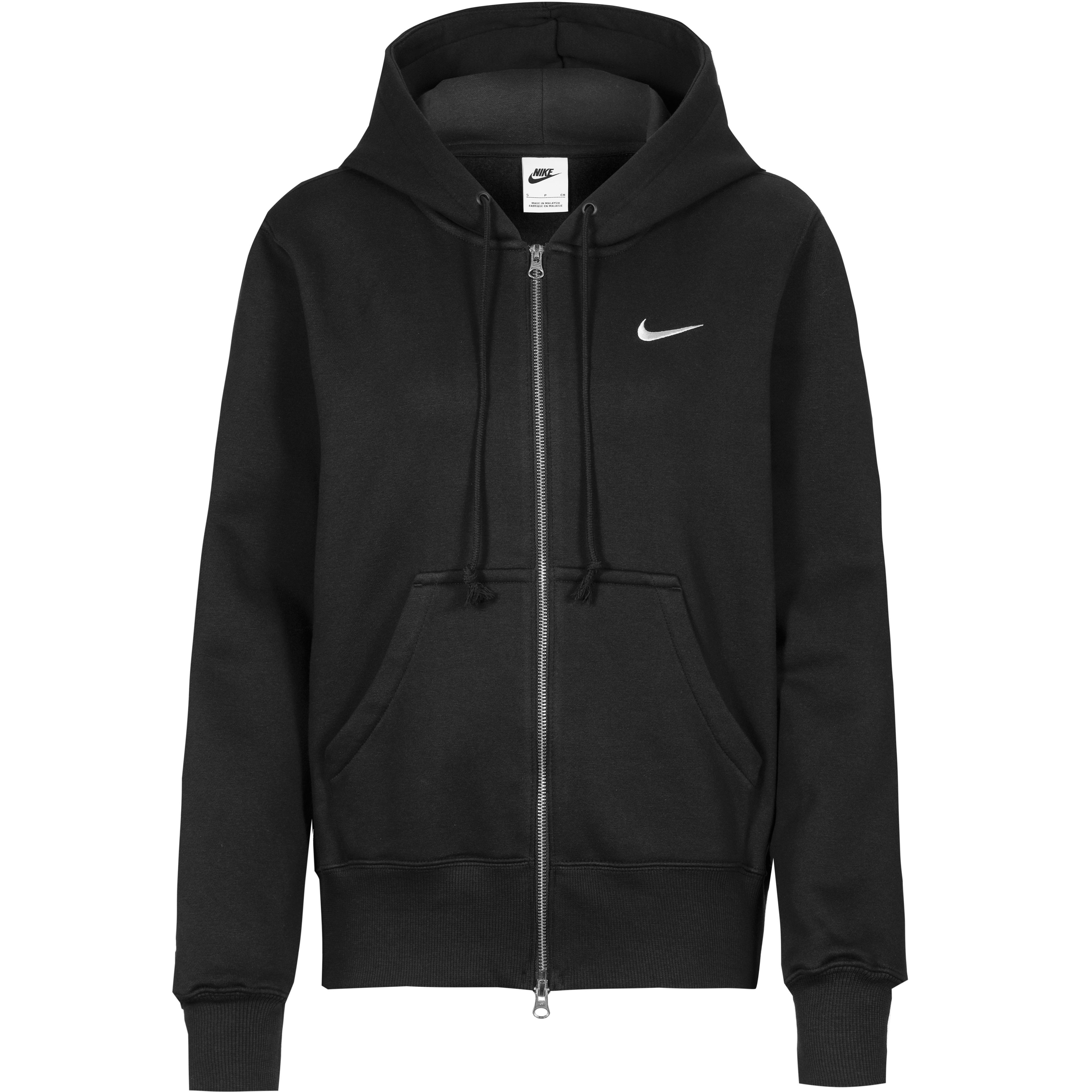 Nike Sweatjacke 2-Wege-Frontreißverschluss Kapuze Rippbündchen Schwarz