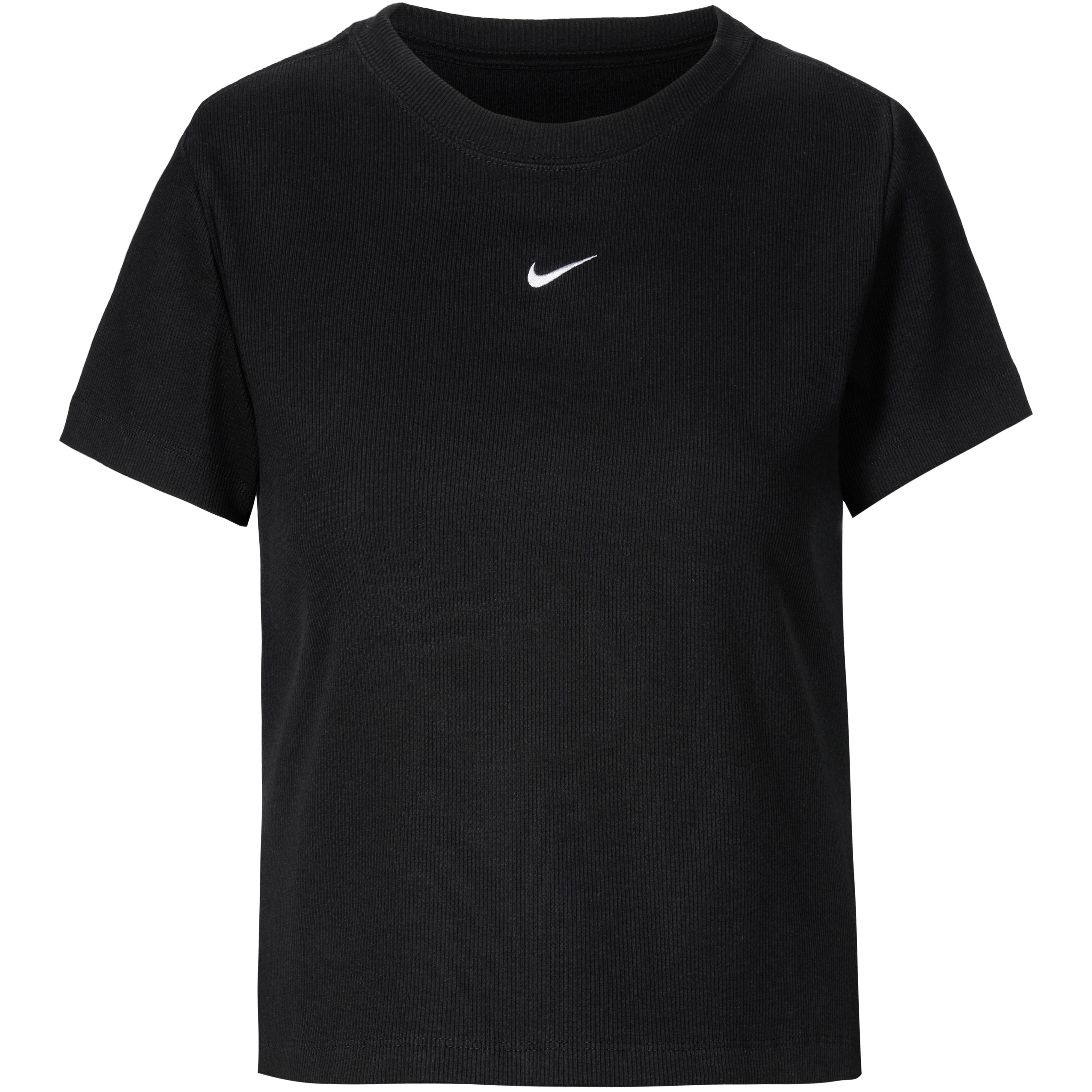 Nike T-Shirt Croptop Rundhals Swoosh Schwarz