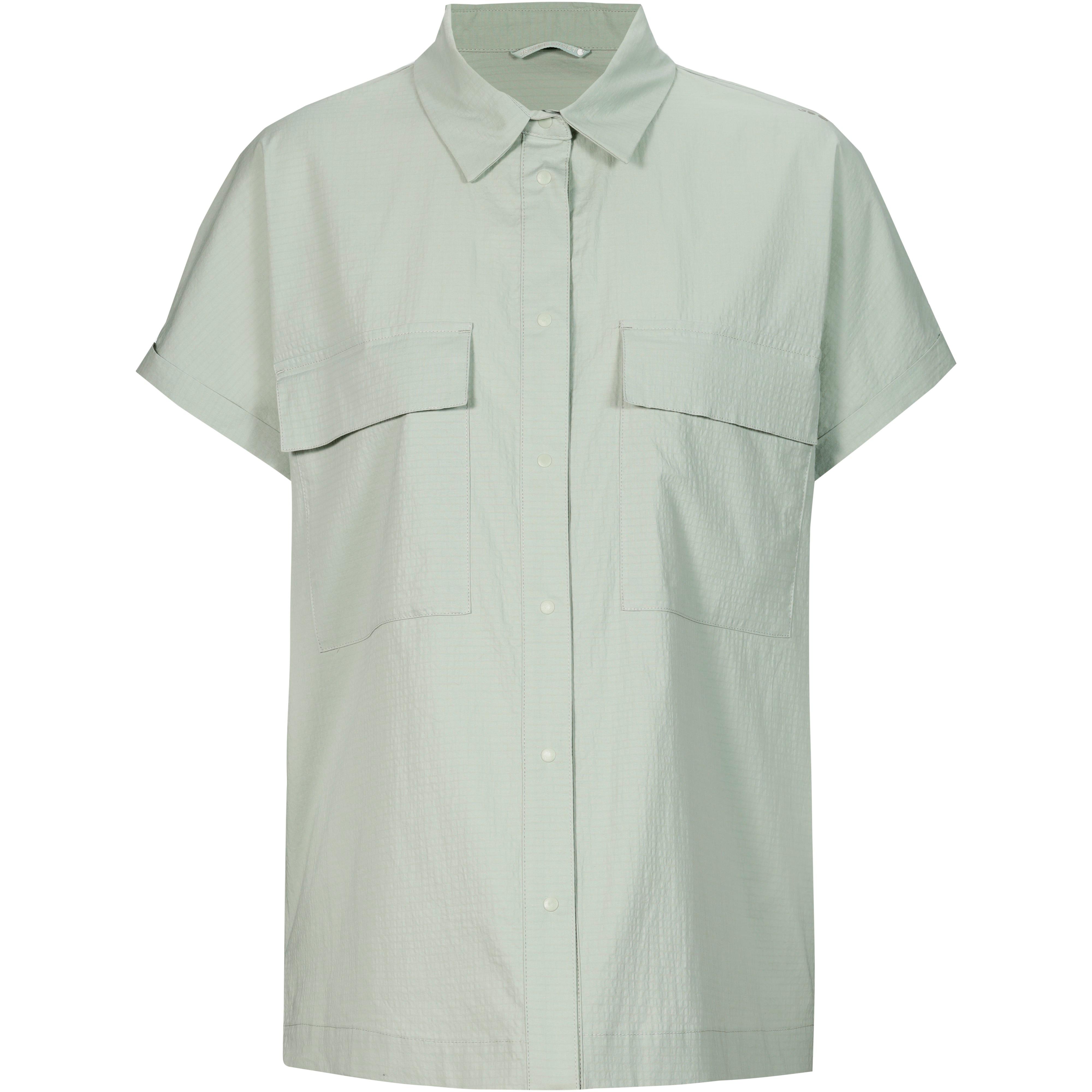 Jeanne Baret Funktionsbluse Seersucker Hemdblusenkragen Baumwolle-Elastan Grün