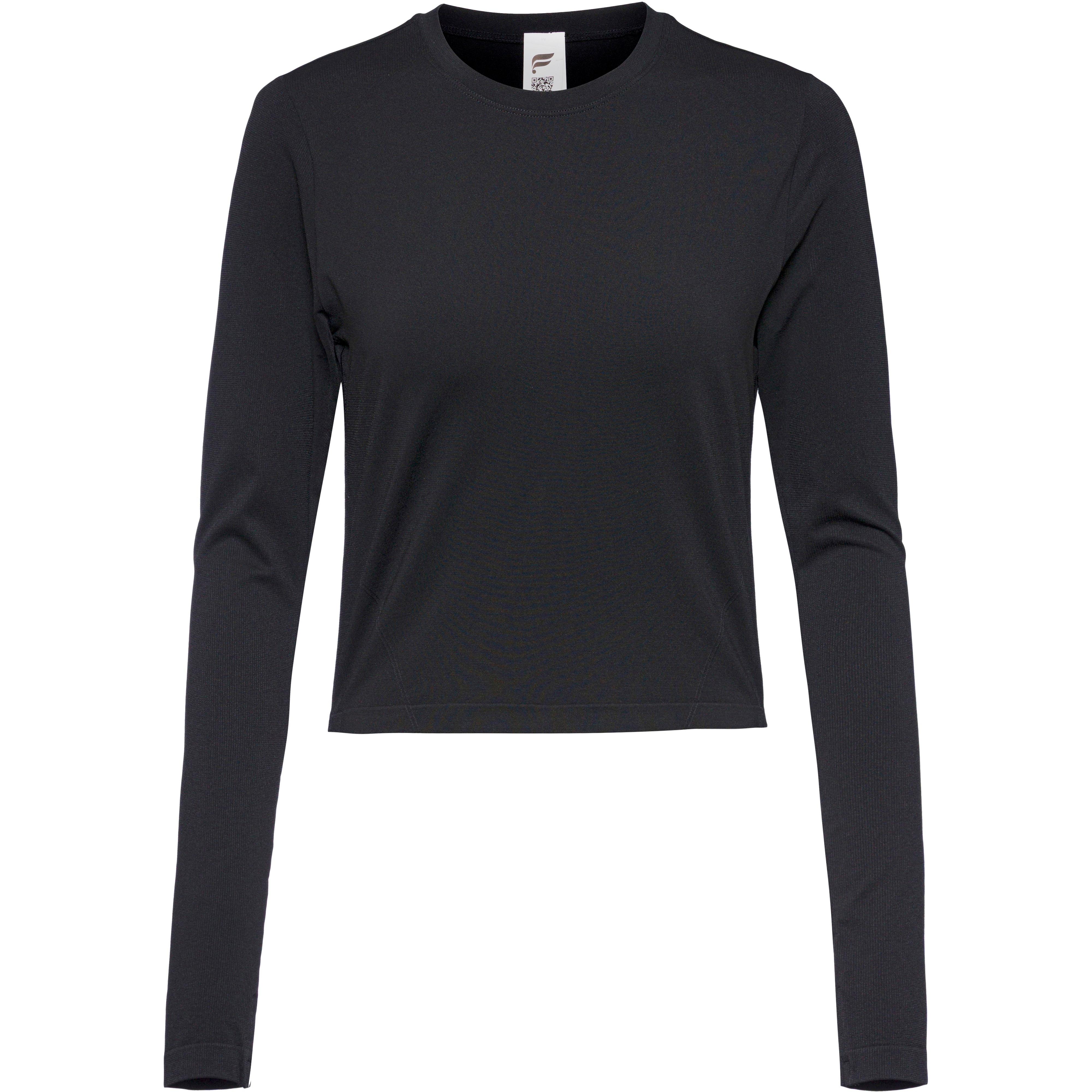 FABLETICS Sportshirt Rundhals Nahtlos Kunstfaser Schwarz